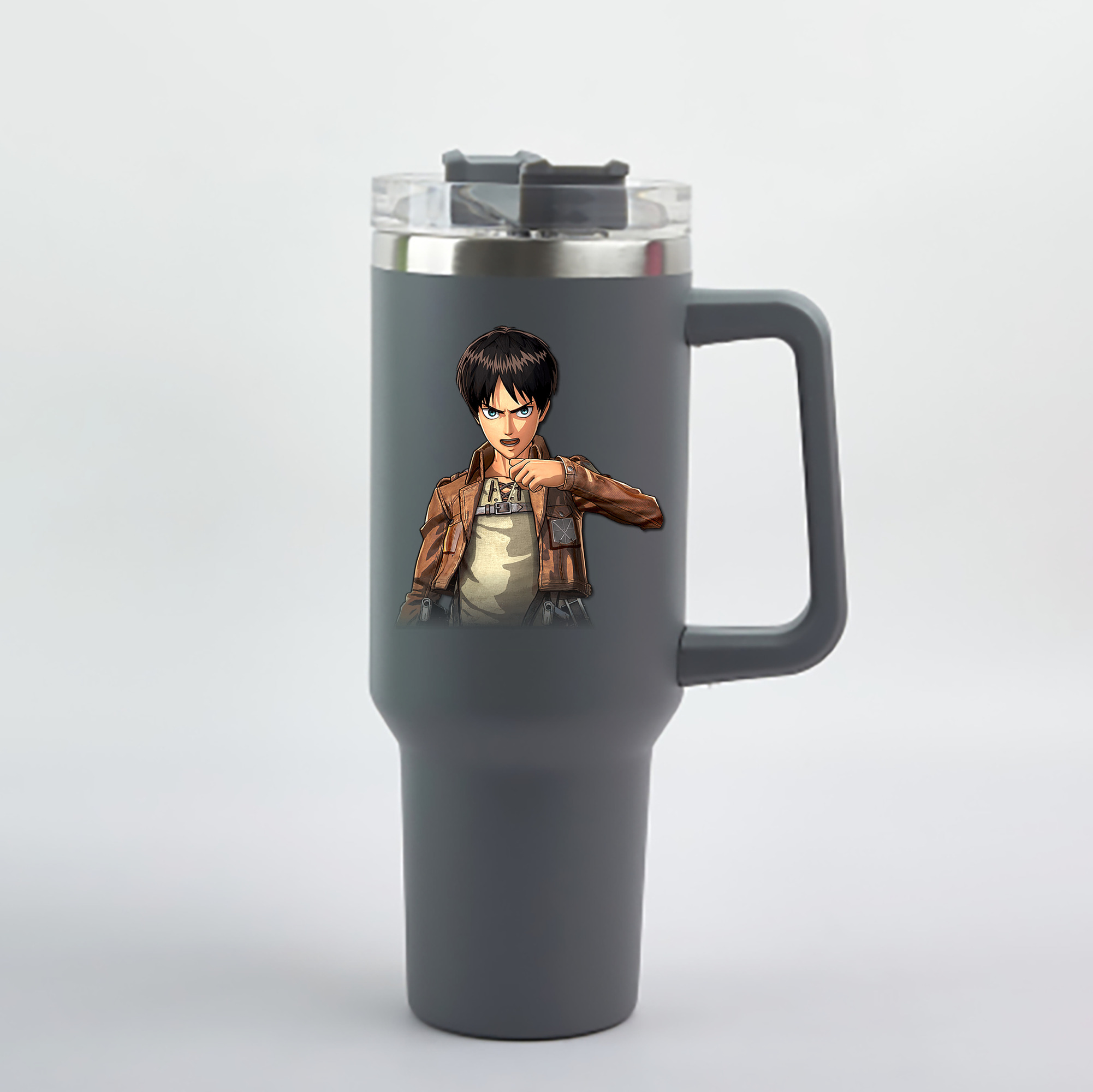 （画像用） 進撃の巨人 エレン･イェーガー Attack on Titan Eren Jäger 1200mL車用タンブラー - クリスタルステッカー（プラスチックストロー付き）