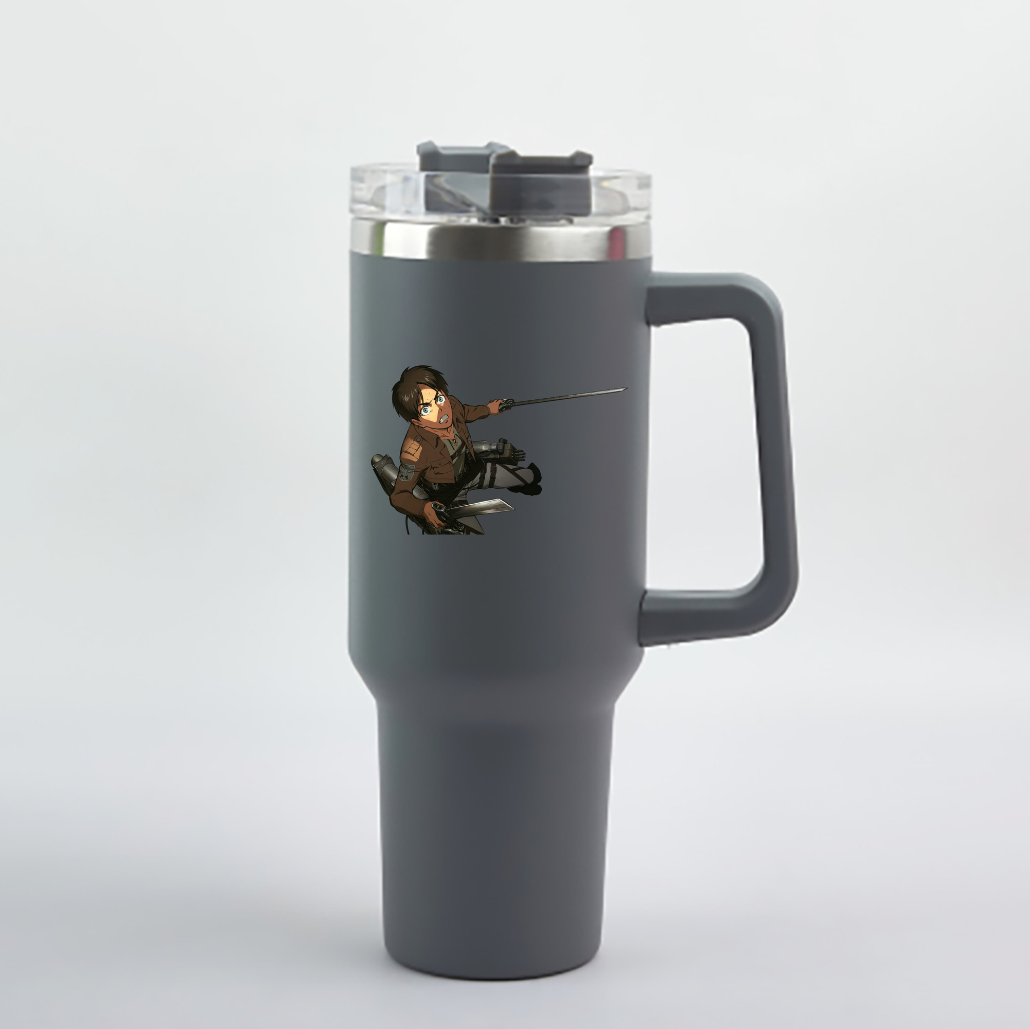 （画像用） 進撃の巨人 エレン･イェーガー Attack on Titan Eren Jäger 1200mL車用タンブラー - クリスタルステッカー（プラスチックストロー付き）