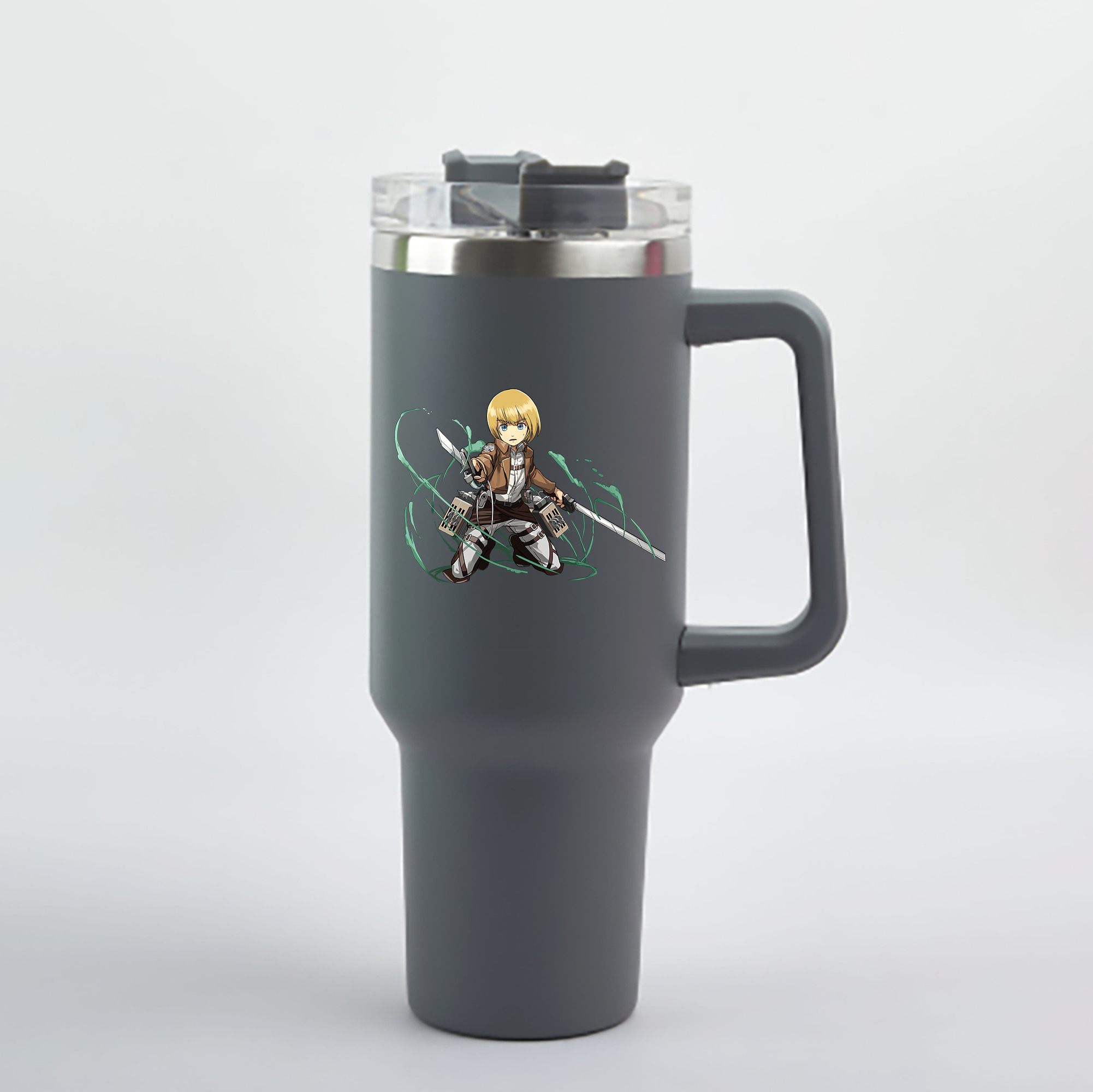 （画像用） 進撃の巨人 アルミン·アルレルト Attack on Titan Armin Arlert 1200mL車用タンブラー - クリスタルステッカー（プラスチックストロー付き）