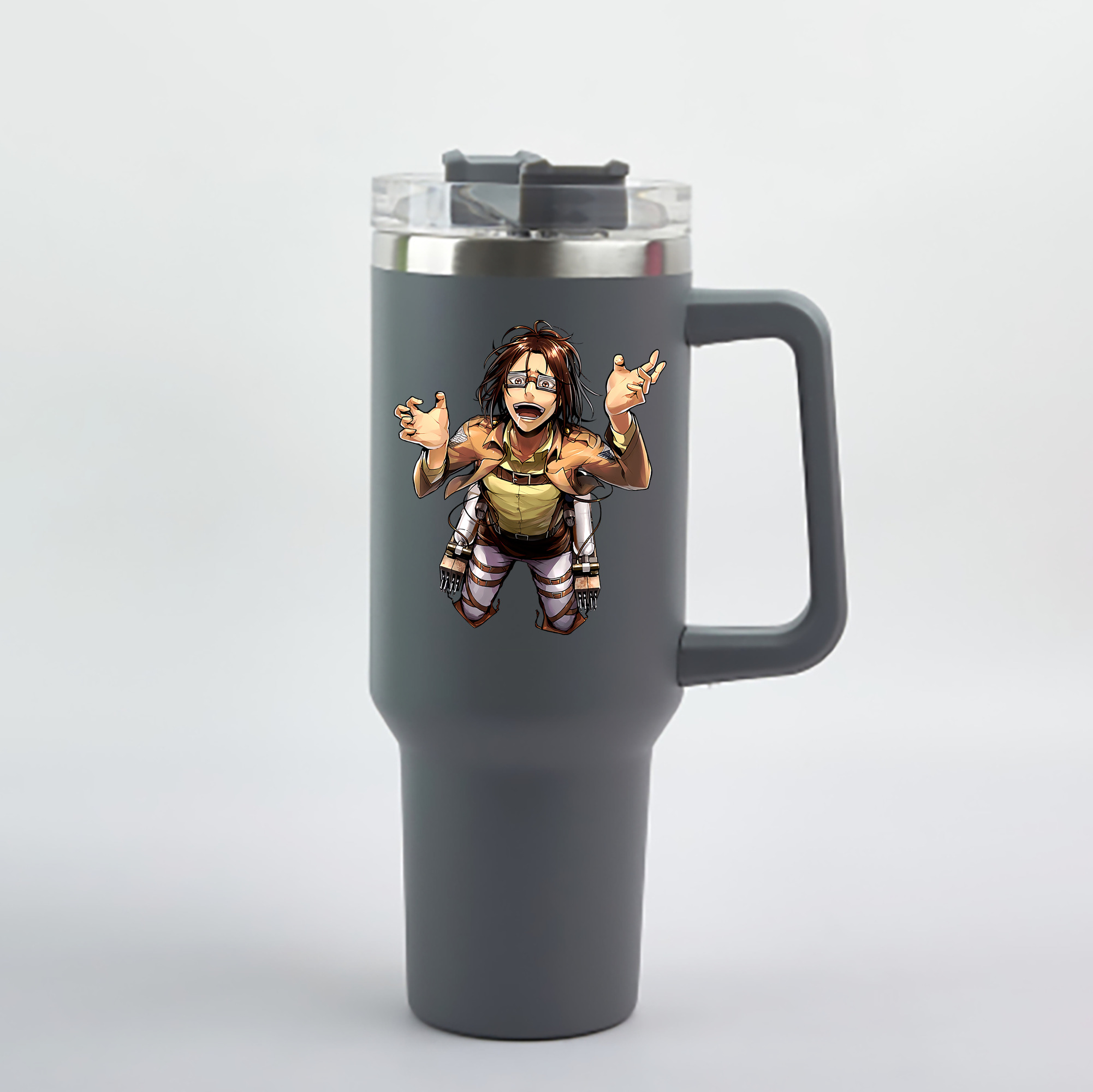 （画像用） 進撃の巨人 ハンジ·ゾエ Attack on Titan Hanji Zoe 1200mL車用タンブラー - クリスタルステッカー（プラスチックストロー付き）