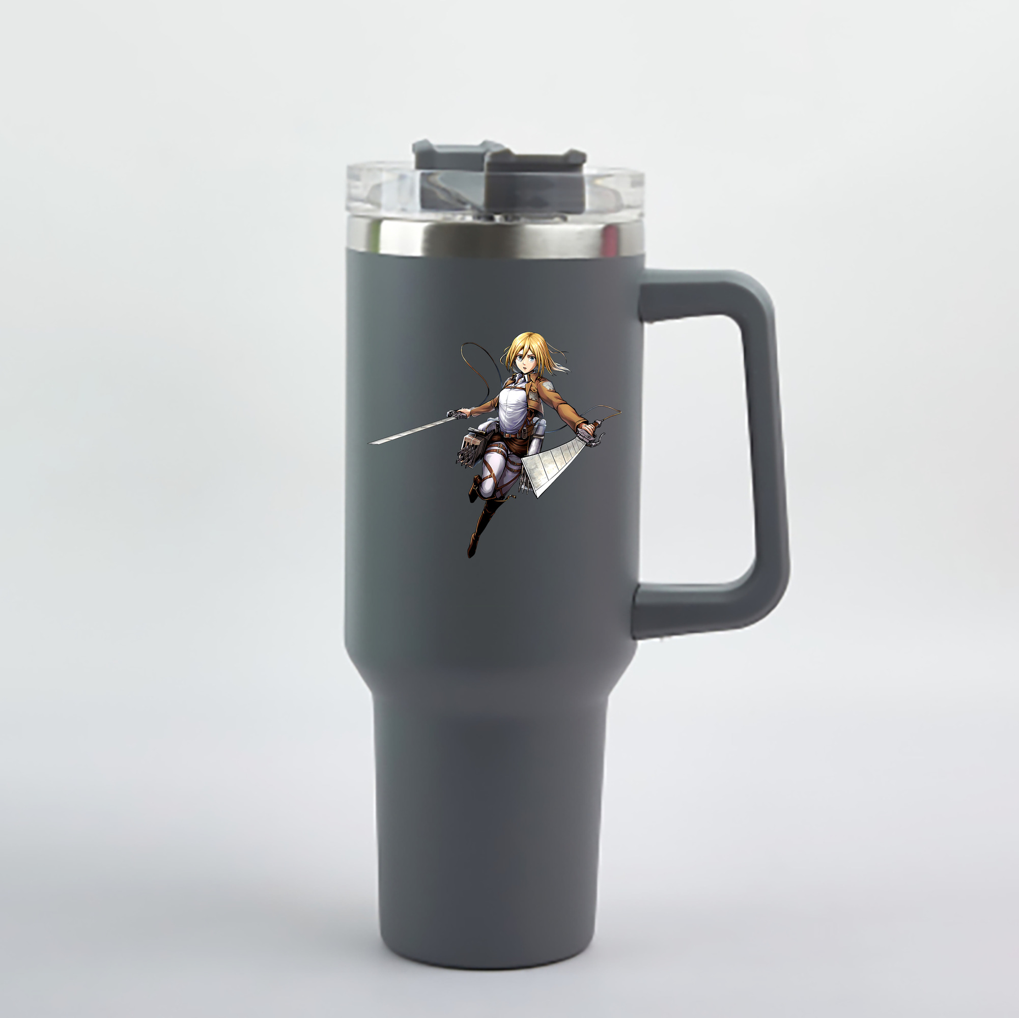 （画像用） 進撃の巨人 クリスタ·レンズ Attack on Titan Christa Lenz 1200mL車用タンブラー - クリスタルステッカー（プラスチックストロー付き）