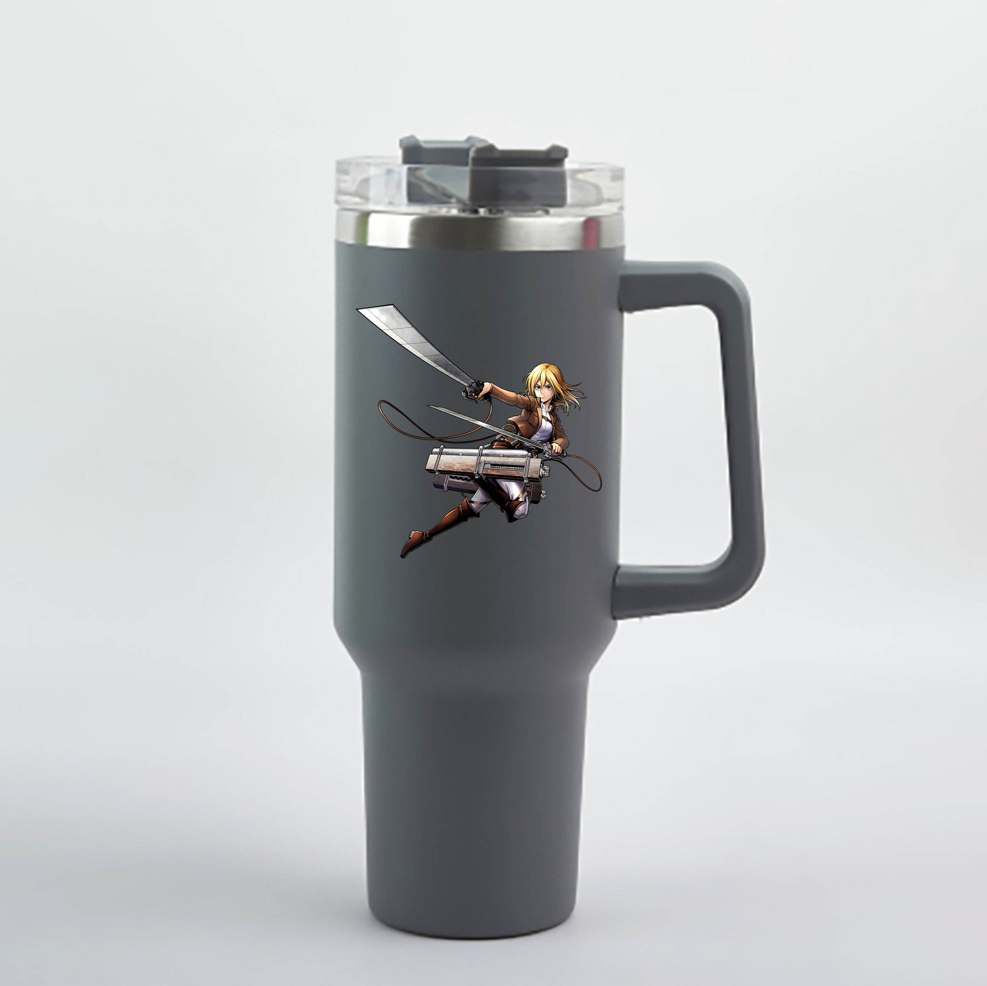 （画像用） 進撃の巨人 クリスタ·レンズ Attack on Titan Christa Lenz 1200mL車用タンブラー - クリスタルステッカー（プラスチックストロー付き）