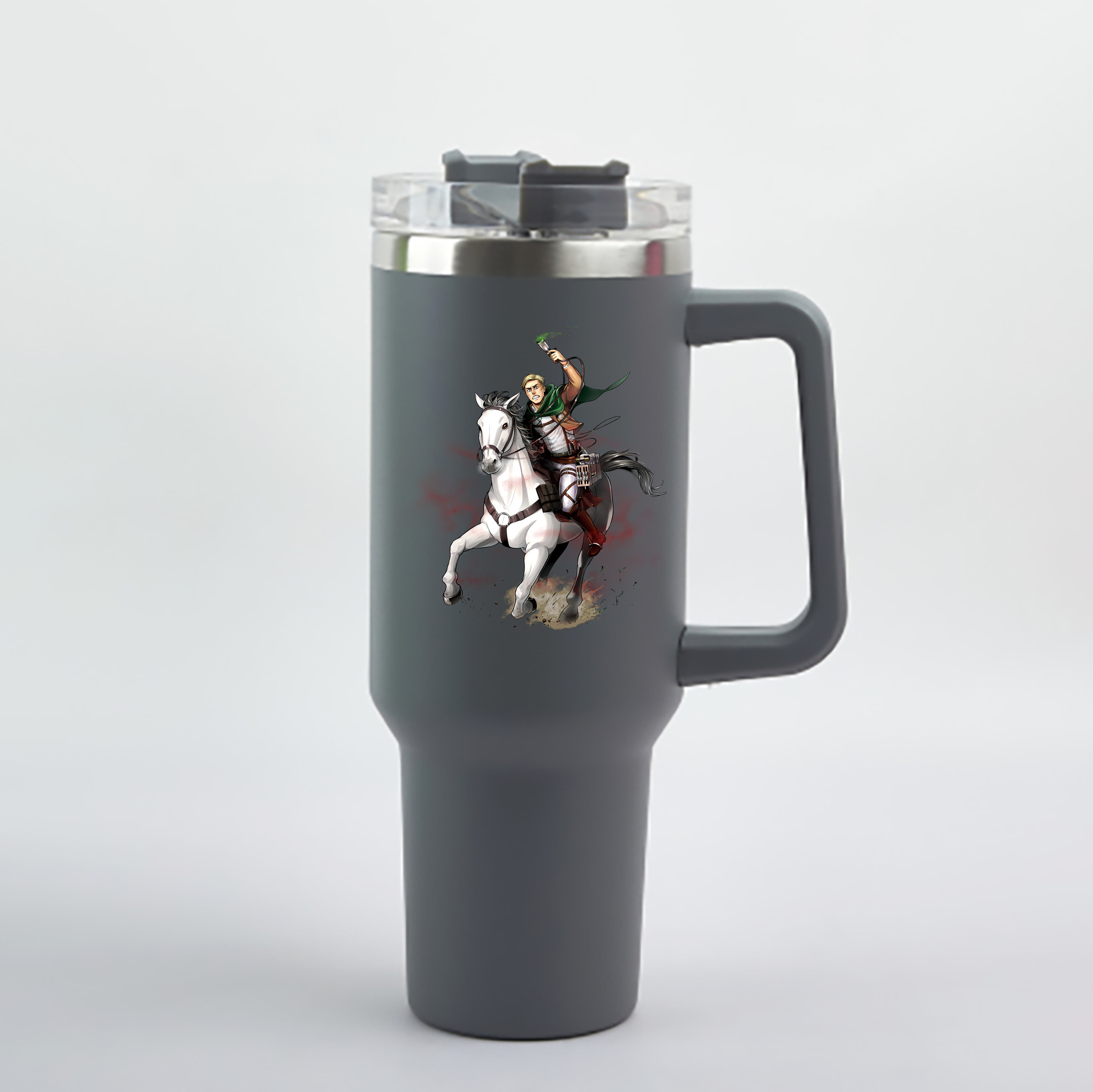 （画像用） 進撃の巨人 エルヴィン・スミス Attack on Titan Erwin Smith 1200mL車用タンブラー - クリスタルステッカー（プラスチックストロー付き）