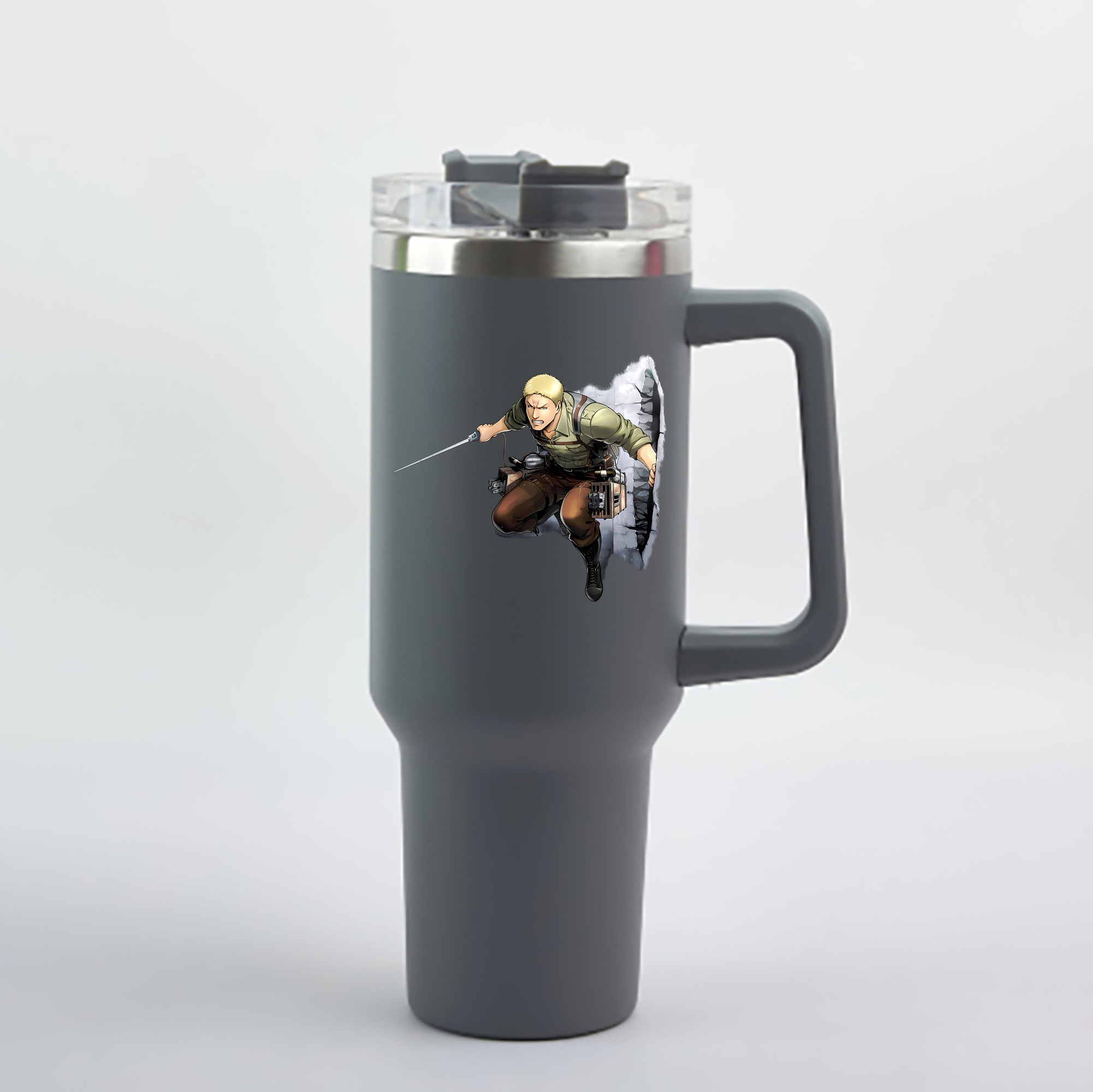 （画像用） 進撃の巨人 ライナー・ブラウン Attack on Titan Reiner Braun 1200mL車用タンブラー - クリスタルステッカー（プラスチックストロー付き）