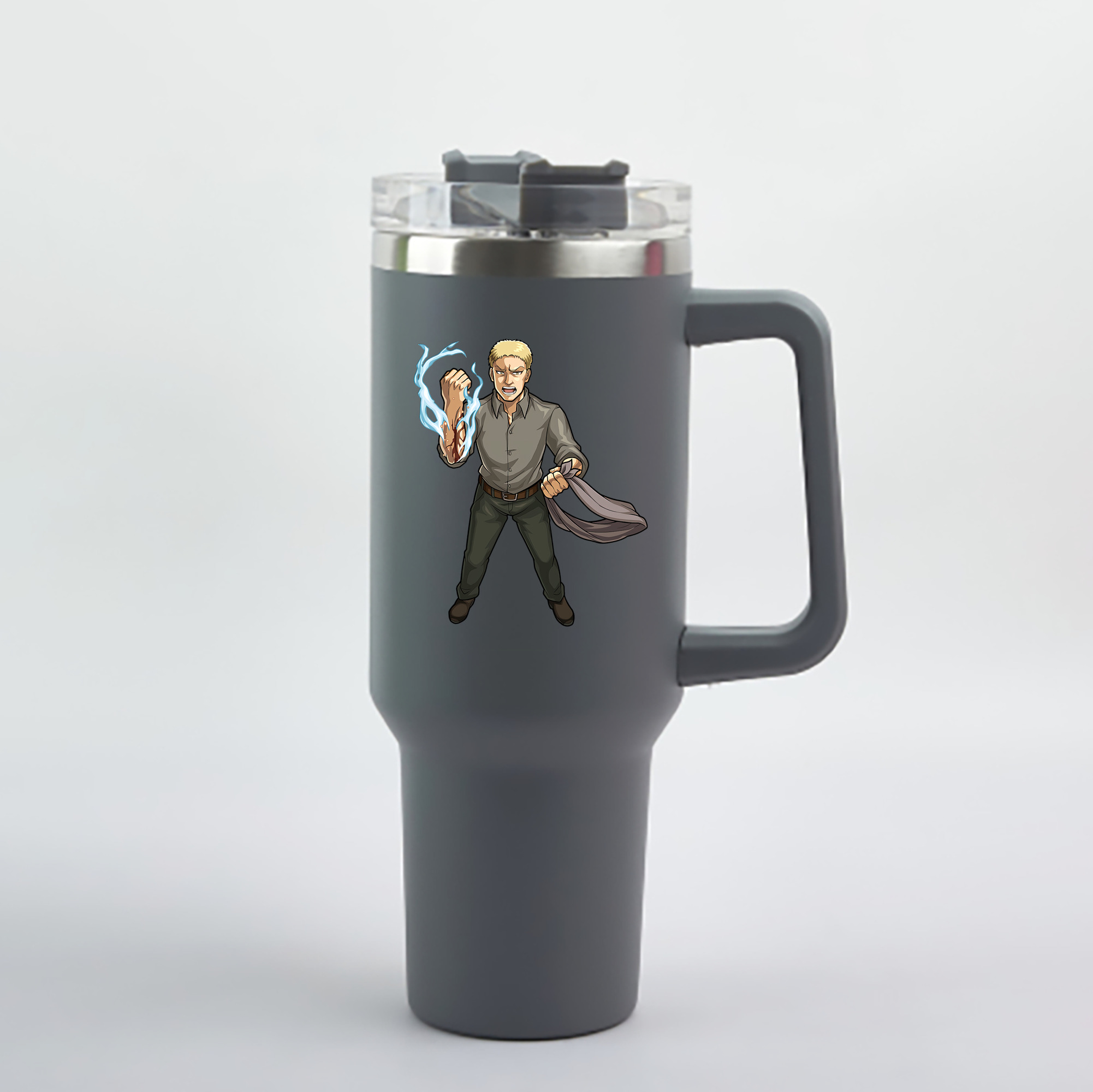 （画像用） 進撃の巨人 ライナー・ブラウン Attack on Titan Reiner Braun 1200mL車用タンブラー - クリスタルステッカー（プラスチックストロー付き）