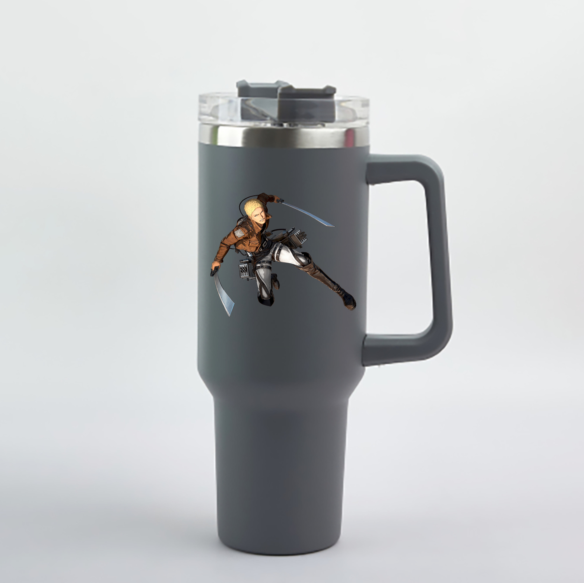 （画像用） 進撃の巨人 ライナー・ブラウン Attack on Titan Reiner Braun 1200mL車用タンブラー - クリスタルステッカー（プラスチックストロー付き）
