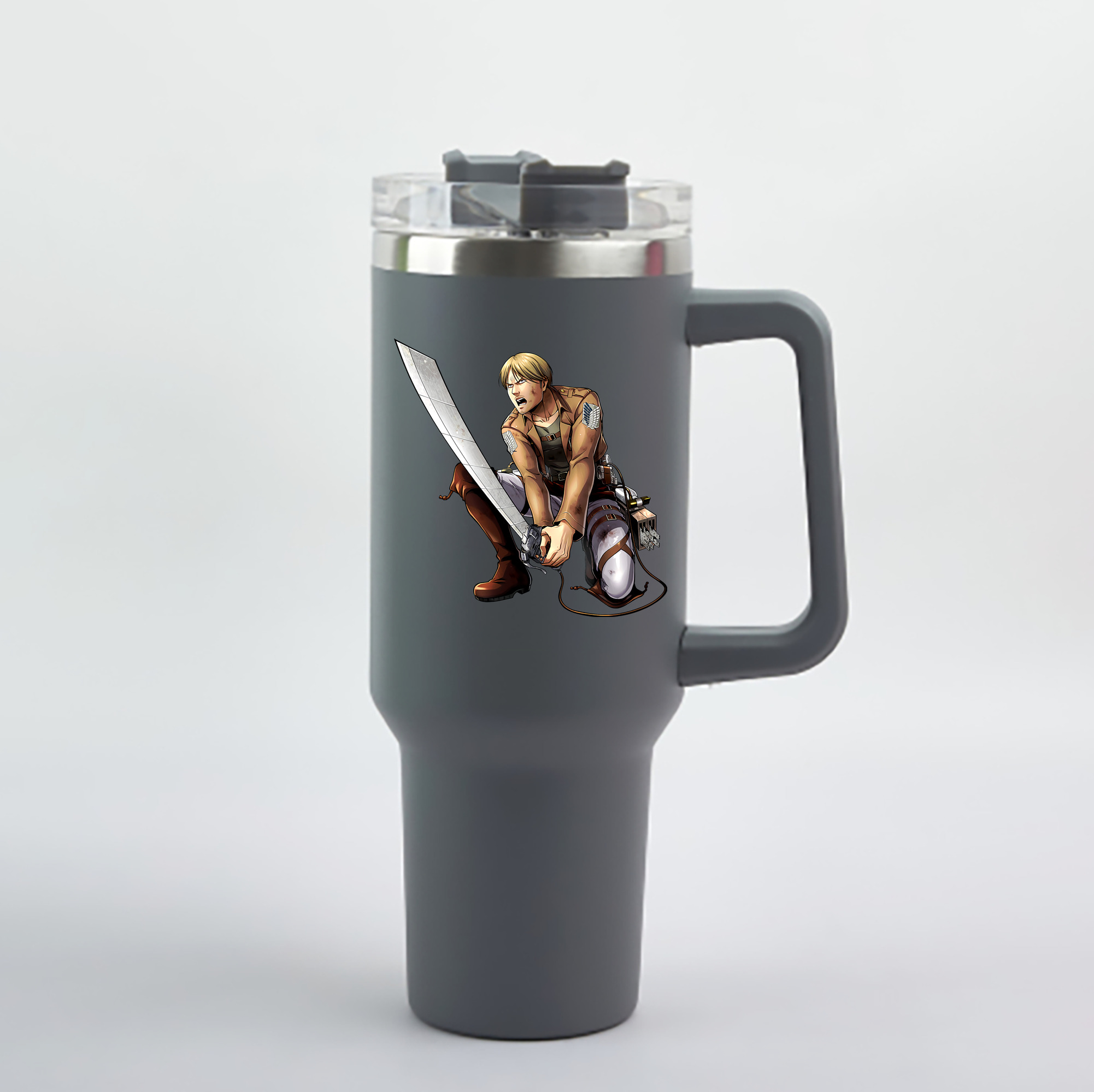 （画像用） 進撃の巨人 ミケ·ザカリアス Attack on Titan Mike Zakarius 1200mL車用タンブラー - クリスタルステッカー（プラスチックストロー付き）