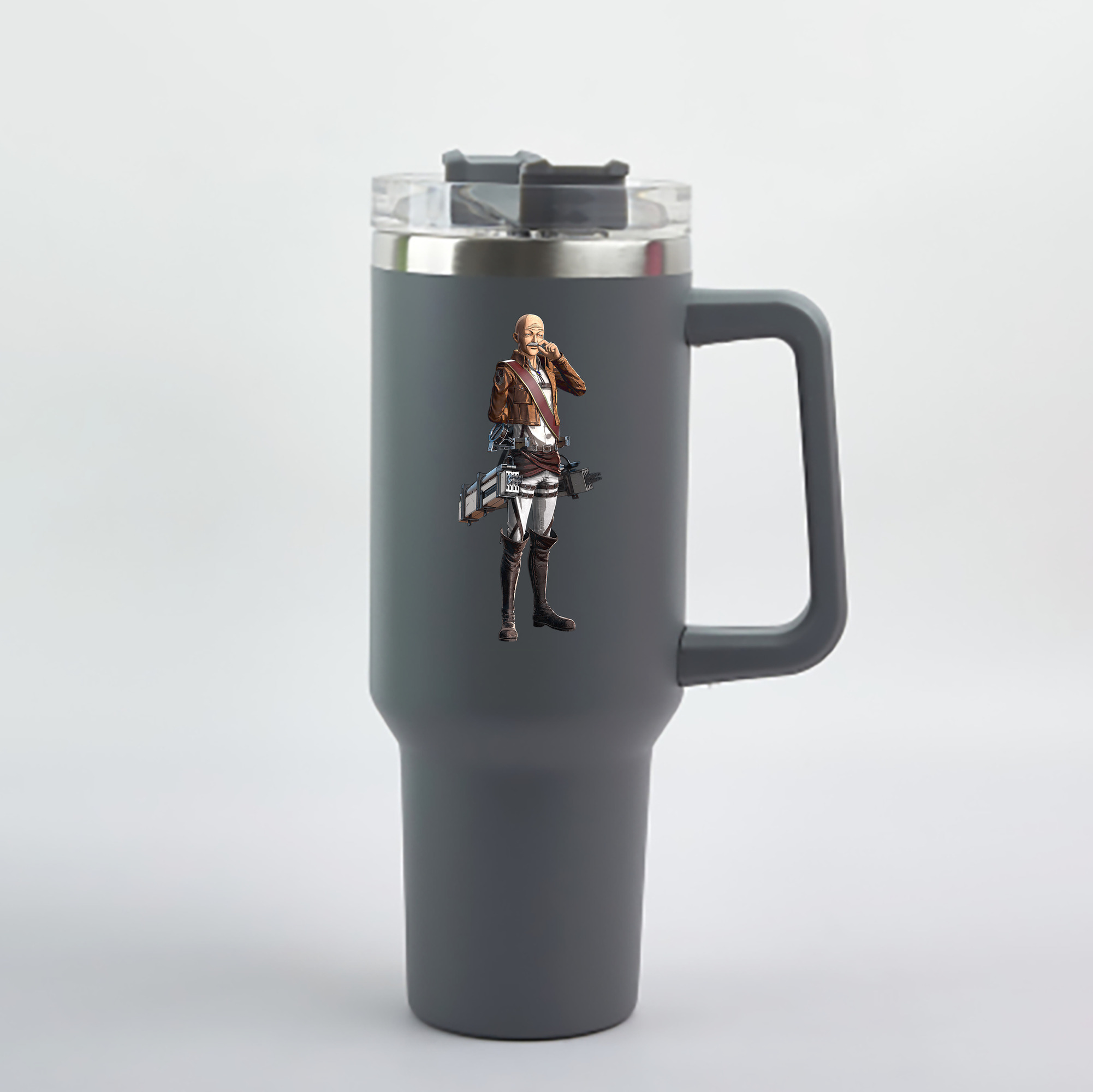 （画像用） 進撃の巨人 ドット·ピクシス Attack on Titan Dot Pixis 1200mL車用タンブラー - クリスタルステッカー（プラスチックストロー付き）