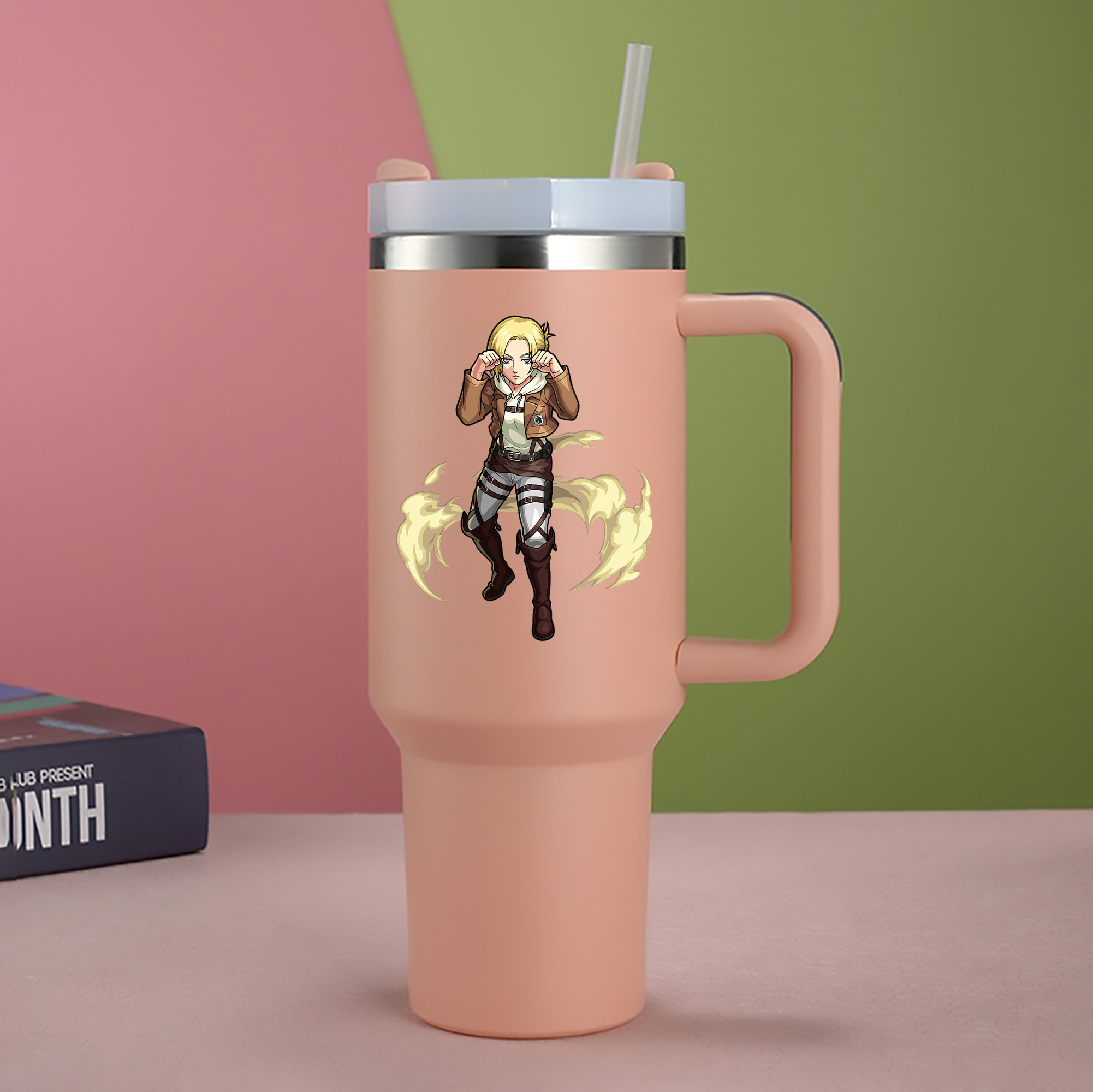 （画像用） 進撃の巨人 アニ・レオンハート Attack on Titan Annie Leonhart 1200mL車用タンブラー - クリスタルステッカー（プラスチックストロー付き）