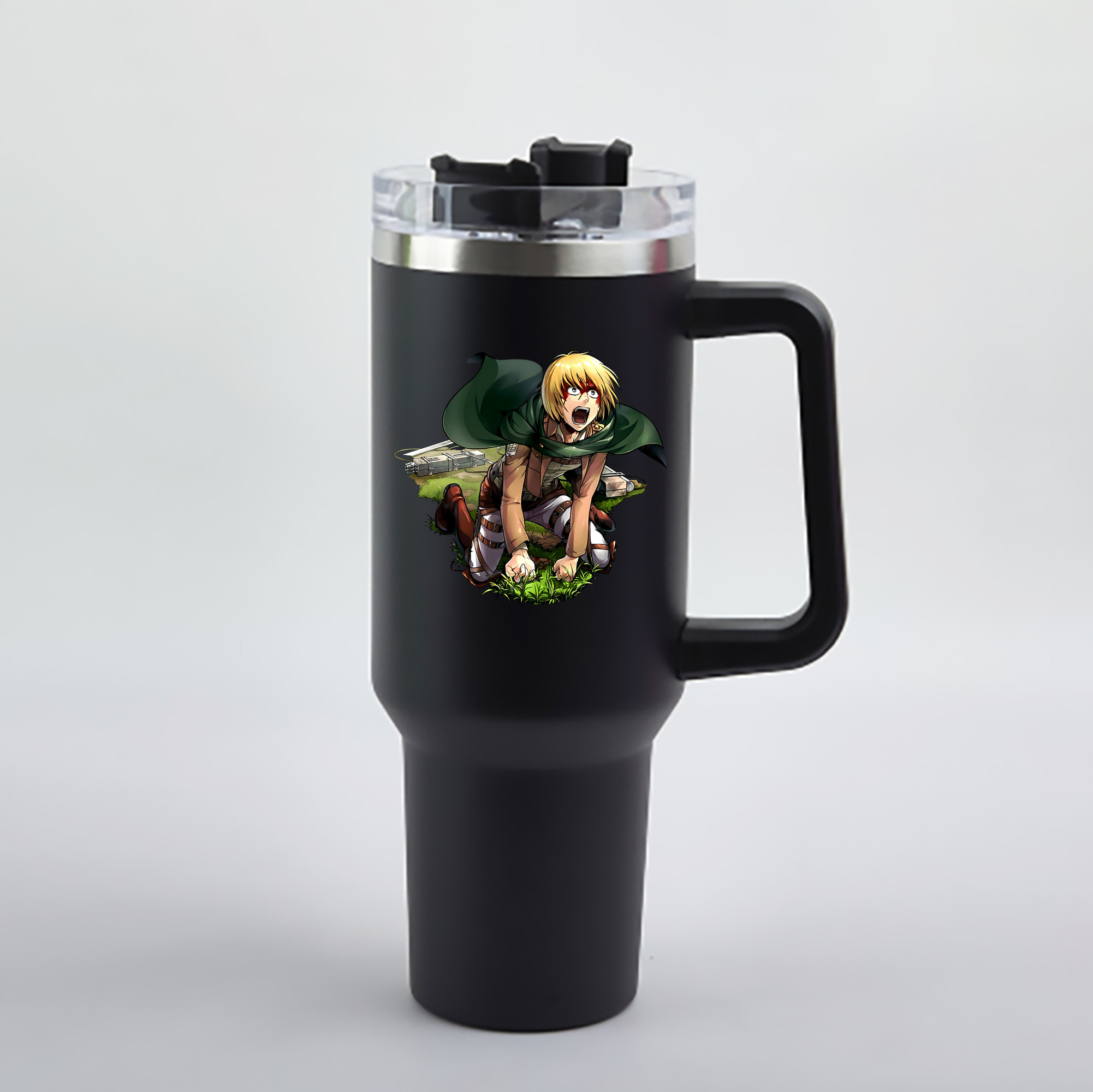 （画像用） 進撃の巨人 アルミン·アルレルト Attack on Titan Armin Arlert 1200mL車用タンブラー - クリスタルステッカー（プラスチックストロー付き）