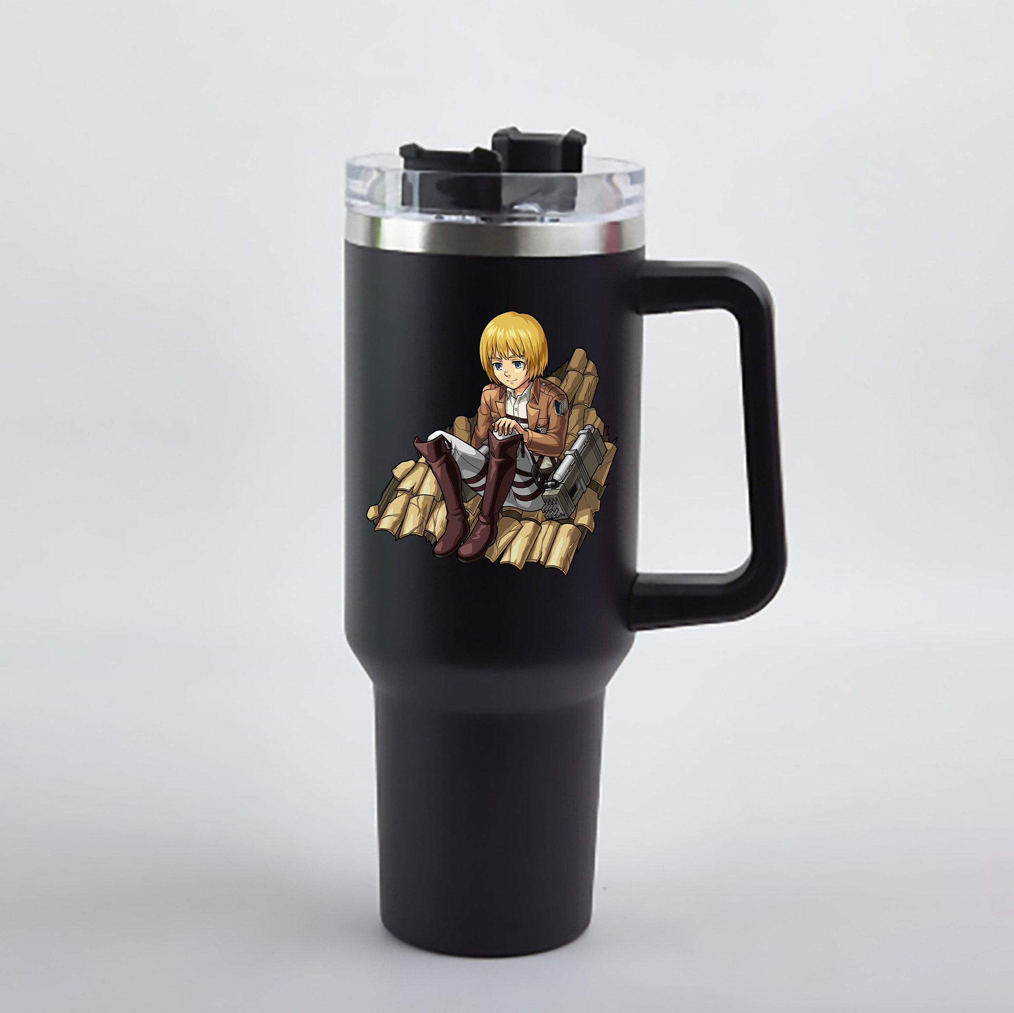 （画像用） 進撃の巨人 アルミン·アルレルト Attack on Titan Armin Arlert 1200mL車用タンブラー - クリスタルステッカー（プラスチックストロー付き）