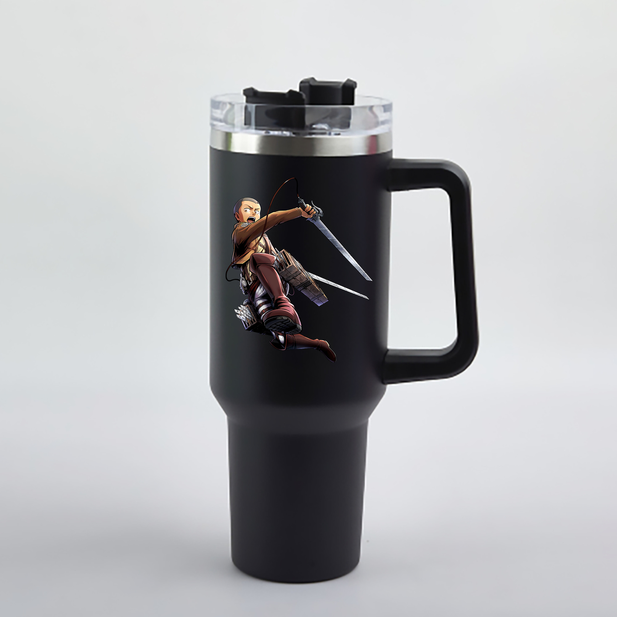 （画像用） 進撃の巨人 コニー·スプリンガー Attack on Titan Connie Springer 1200mL車用タンブラー - クリスタルステッカー（プラスチックストロー付き）