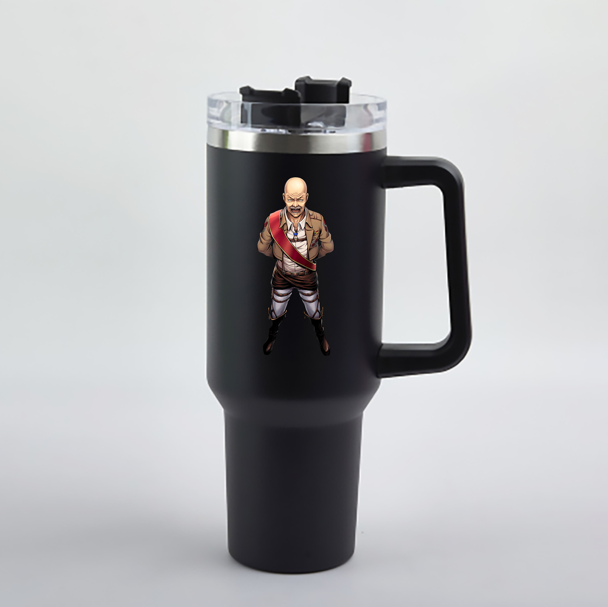 （画像用） 進撃の巨人 ドット·ピクシス Attack on Titan Dot Pixis 1200mL車用タンブラー - クリスタルステッカー（プラスチックストロー付き）