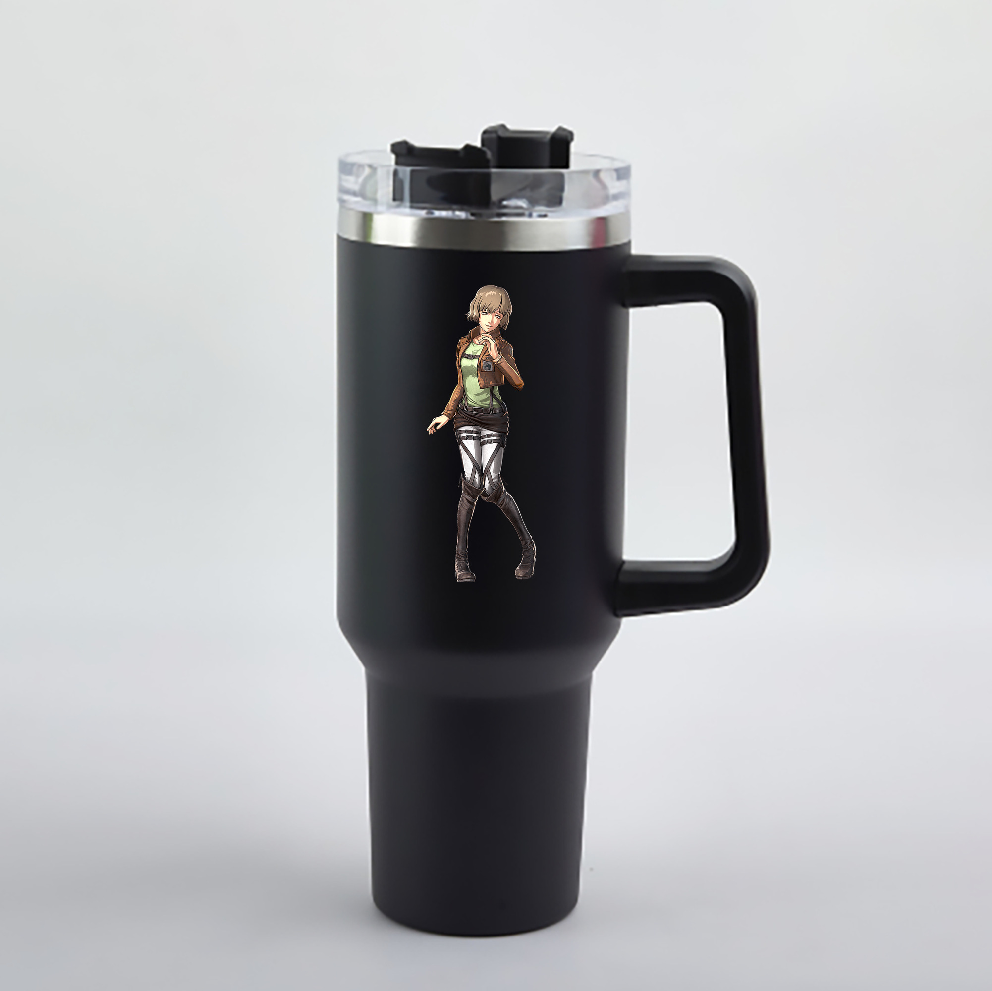 （画像用） 進撃の巨人 ヒツチ Attack on Titan Hitch 1200mL車用タンブラー - クリスタルステッカー（プラスチックストロー付き）