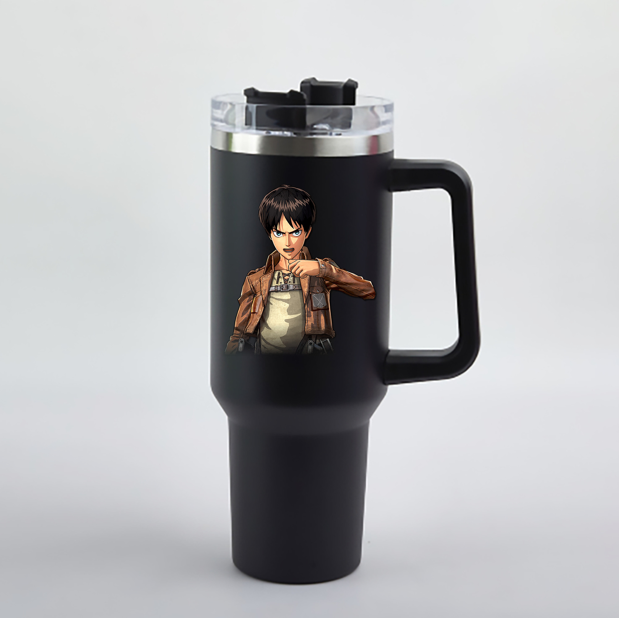 （画像用） 進撃の巨人 エレン･イェーガー Attack on Titan Eren Jäger 1200mL車用タンブラー - クリスタルステッカー（プラスチックストロー付き）