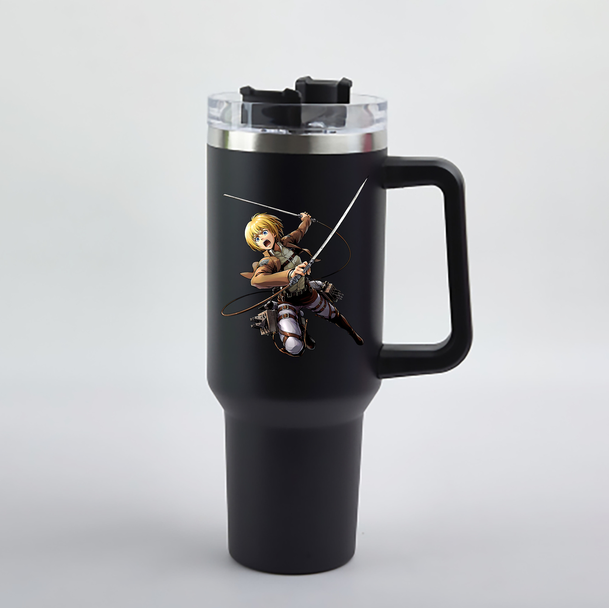 （画像用） 進撃の巨人 アルミン·アルレルト Attack on Titan Armin Arlert 1200mL車用タンブラー - クリスタルステッカー（プラスチックストロー付き）