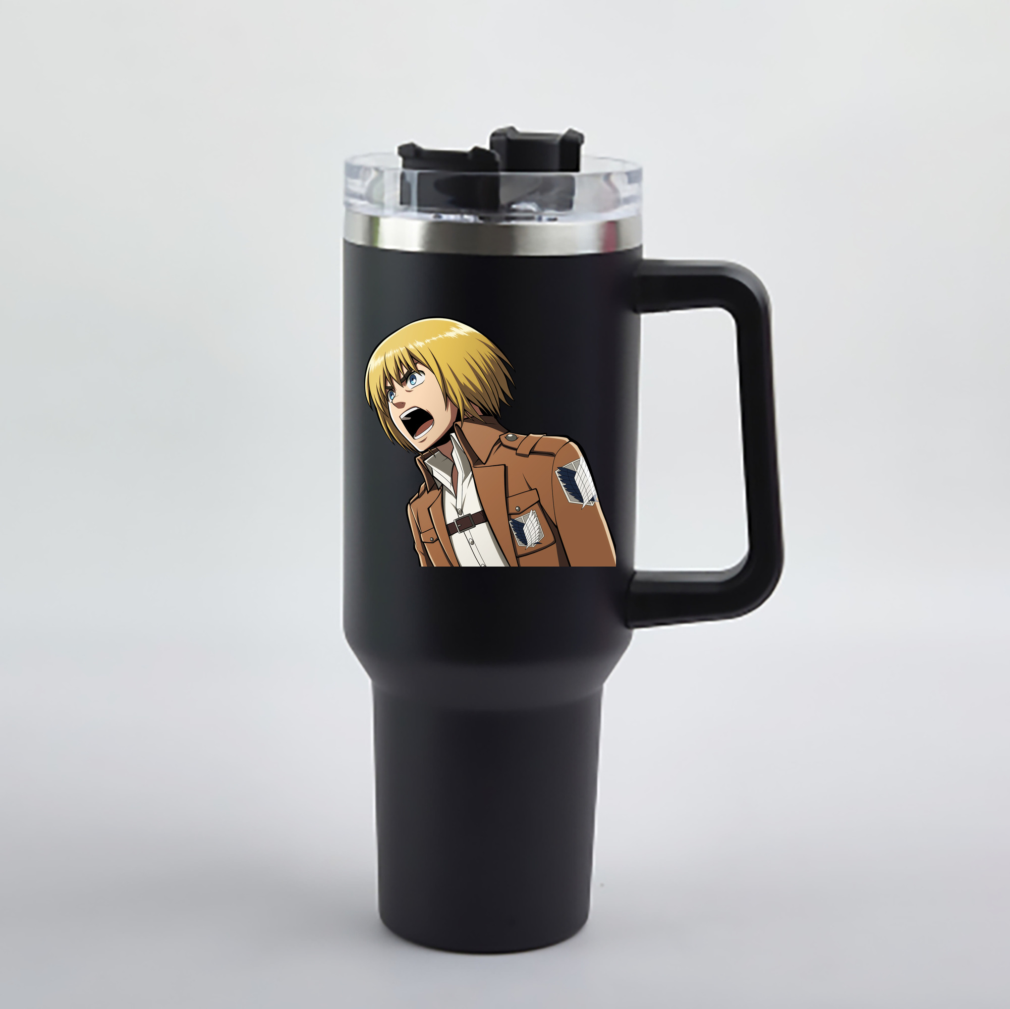 （画像用） 進撃の巨人 アルミン·アルレルト Attack on Titan Armin Arlert 1200mL車用タンブラー - クリスタルステッカー（プラスチックストロー付き）