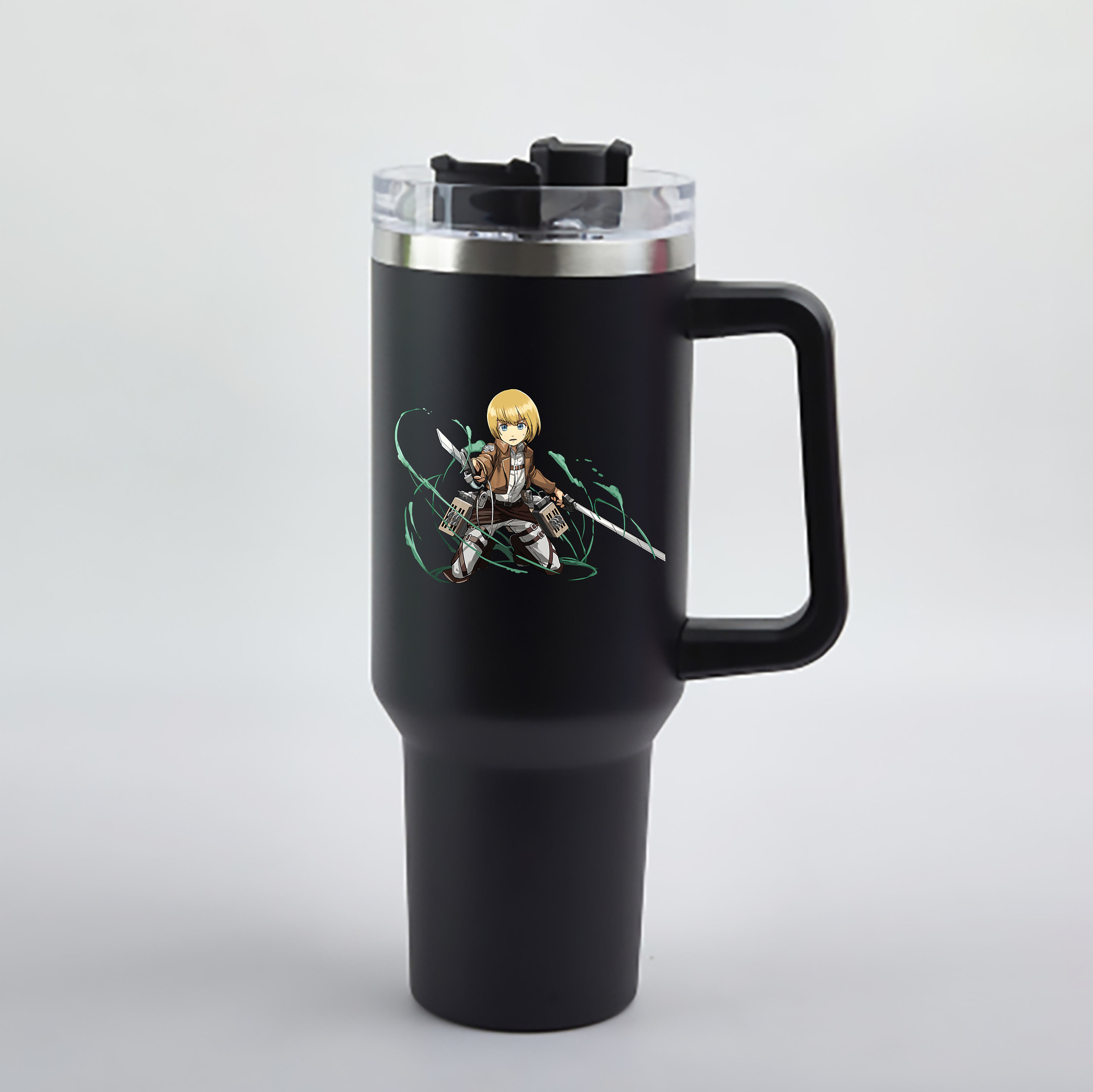 （画像用） 進撃の巨人 アルミン·アルレルト Attack on Titan Armin Arlert 1200mL車用タンブラー - クリスタルステッカー（プラスチックストロー付き）