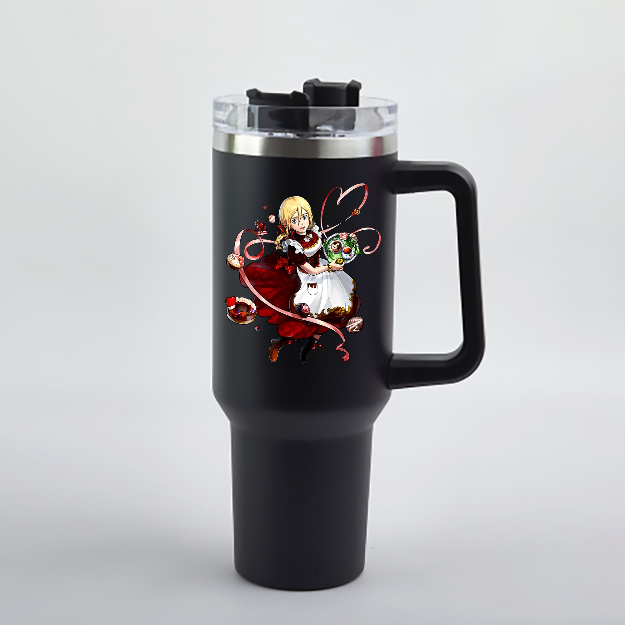 （画像用） 進撃の巨人 クリスタ·レンズ Attack on Titan Christa Lenz 1200mL車用タンブラー - クリスタルステッカー（プラスチックストロー付き）