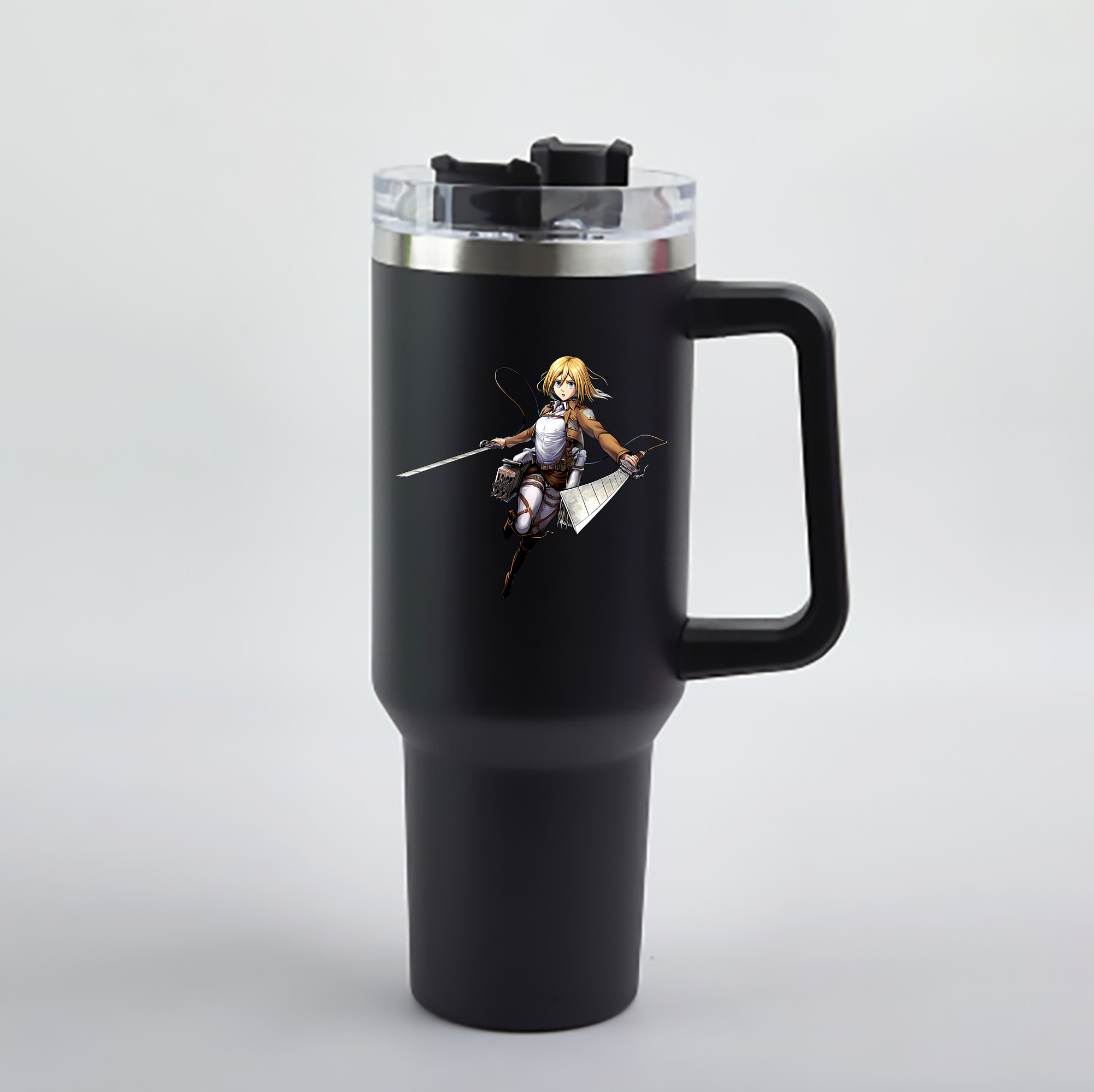 （画像用） 進撃の巨人 クリスタ·レンズ Attack on Titan Christa Lenz 1200mL車用タンブラー - クリスタルステッカー（プラスチックストロー付き）