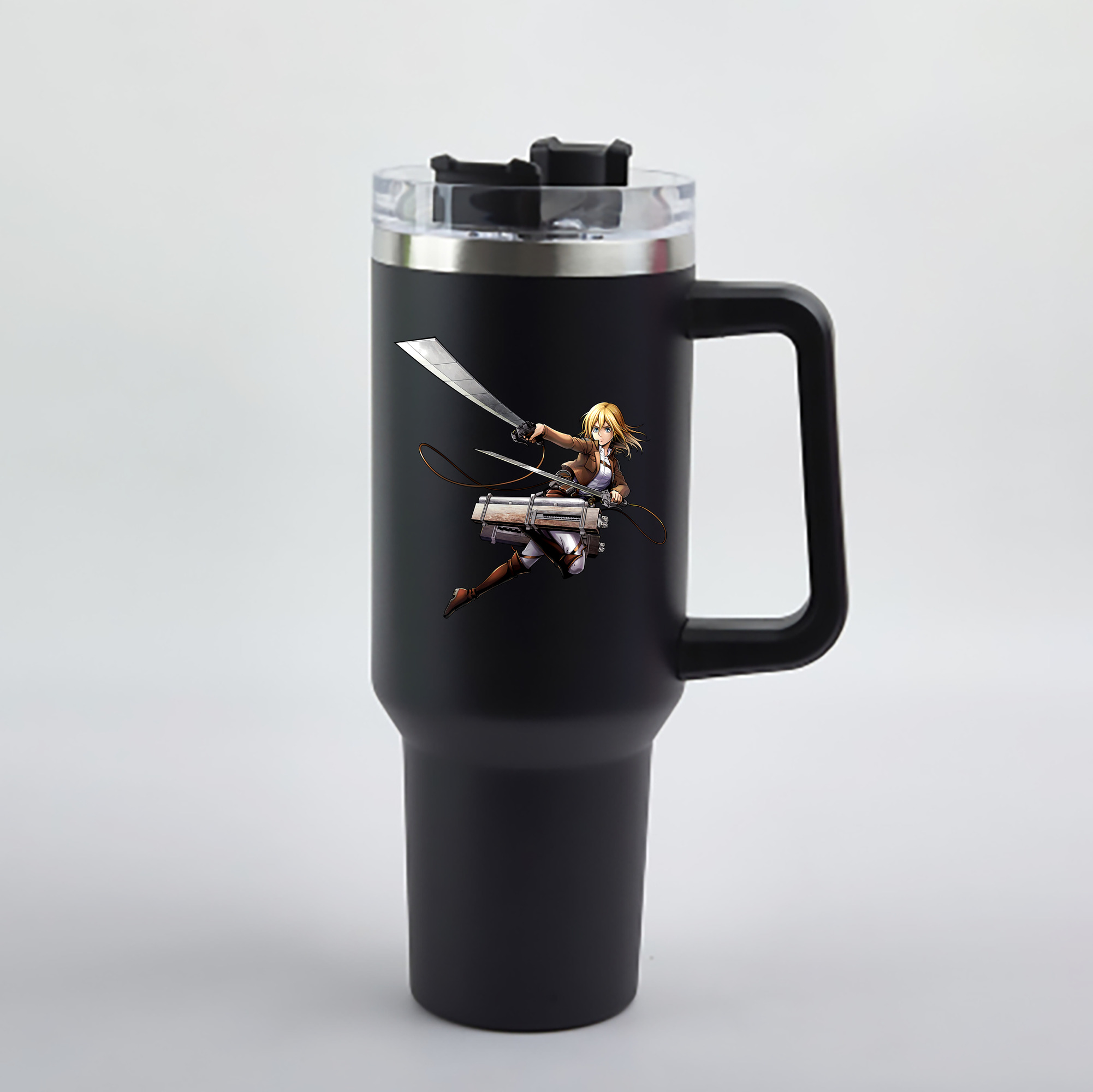 （画像用） 進撃の巨人 クリスタ·レンズ Attack on Titan Christa Lenz 1200mL車用タンブラー - クリスタルステッカー（プラスチックストロー付き）