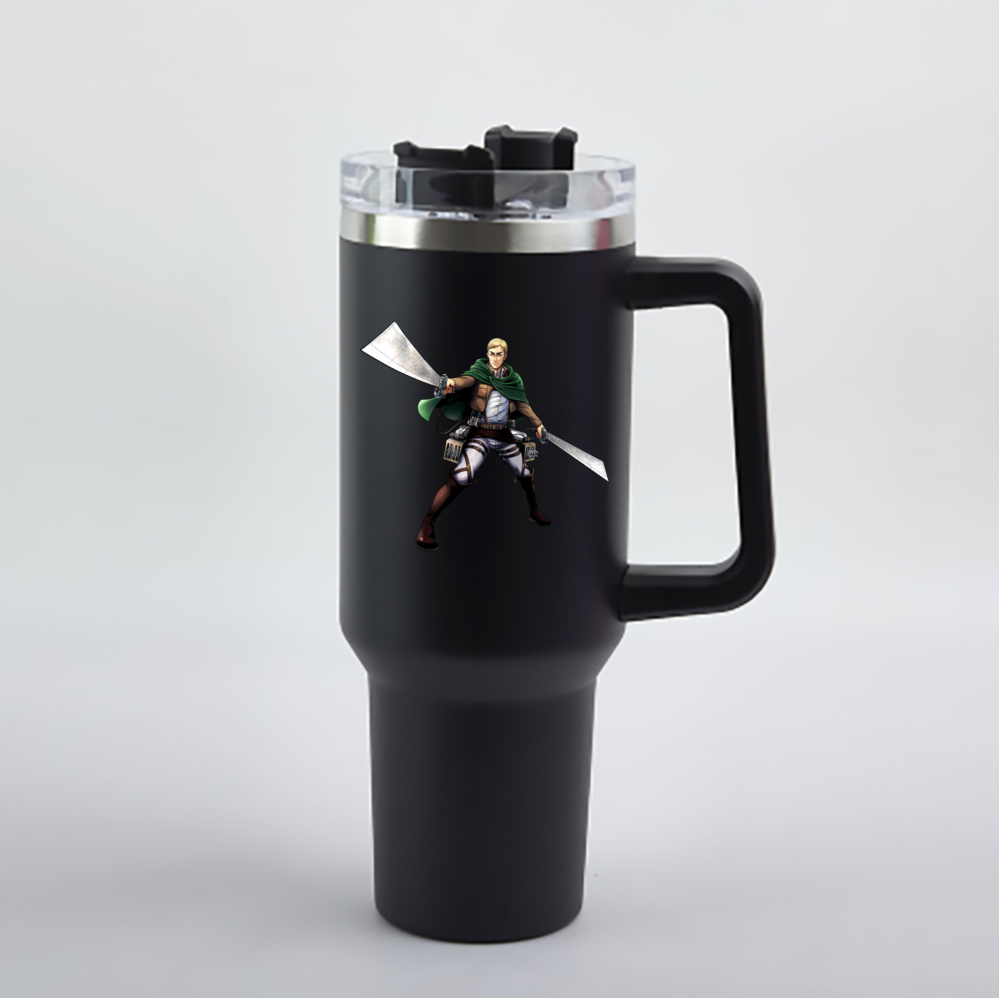 （画像用） 進撃の巨人 エルヴィン・スミス Attack on Titan Erwin Smith 1200mL車用タンブラー - クリスタルステッカー（プラスチックストロー付き）