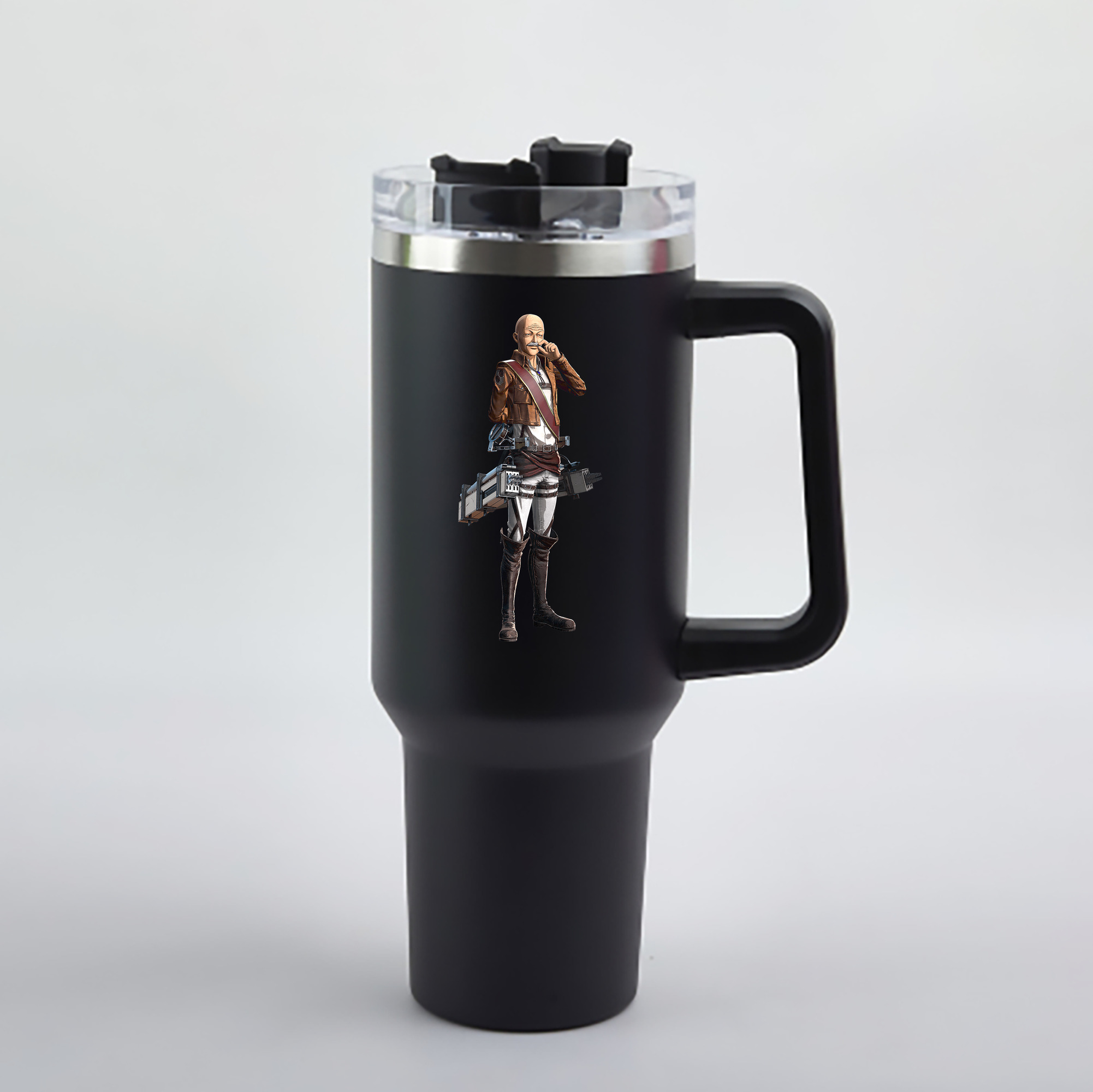 （画像用） 進撃の巨人 ドット·ピクシス Attack on Titan Dot Pixis 1200mL車用タンブラー - クリスタルステッカー（プラスチックストロー付き）