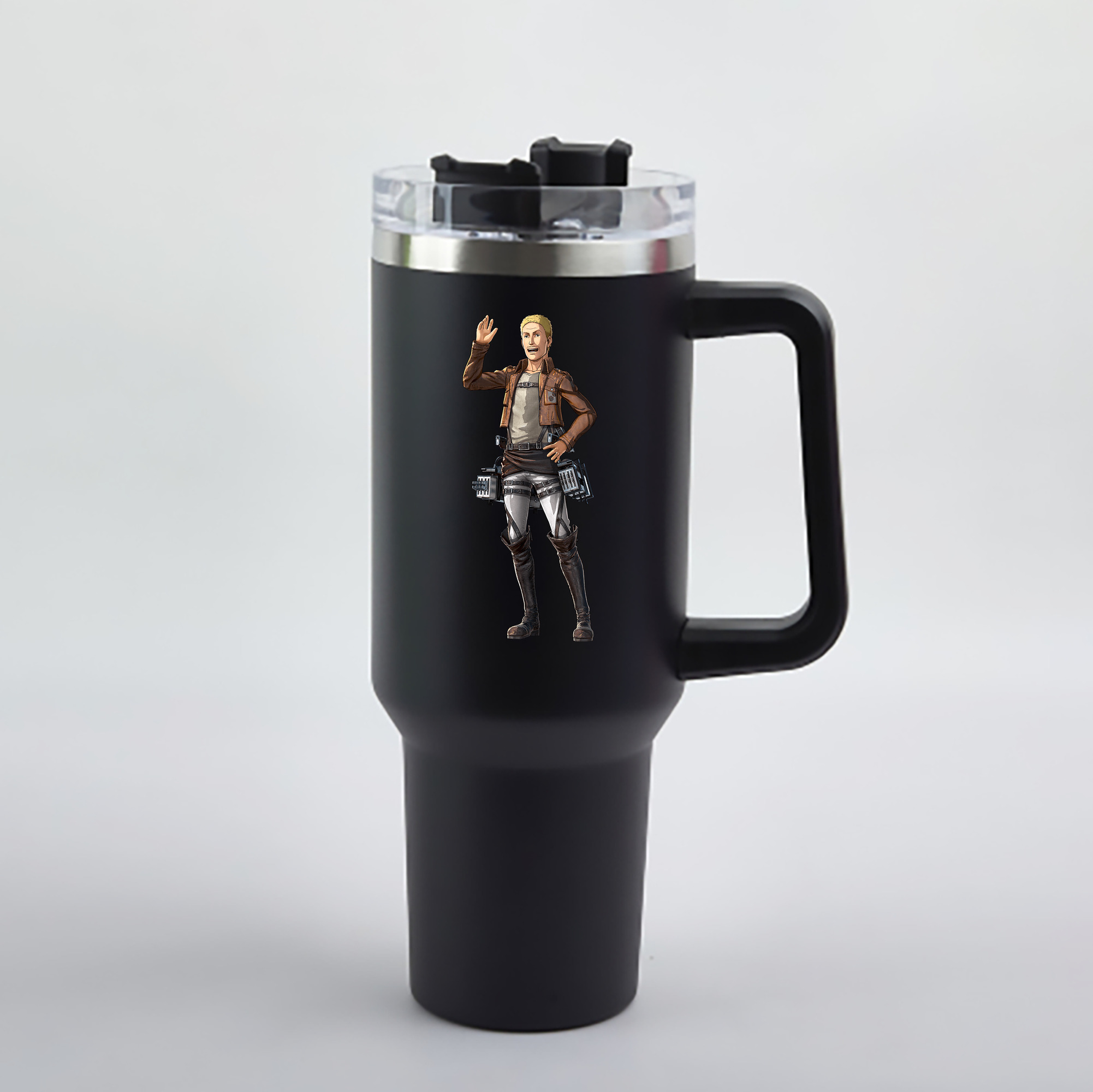 （画像用） 進撃の巨人 ハンネス Attack on Titan Hannes 1200mL車用タンブラー - クリスタルステッカー（プラスチックストロー付き）