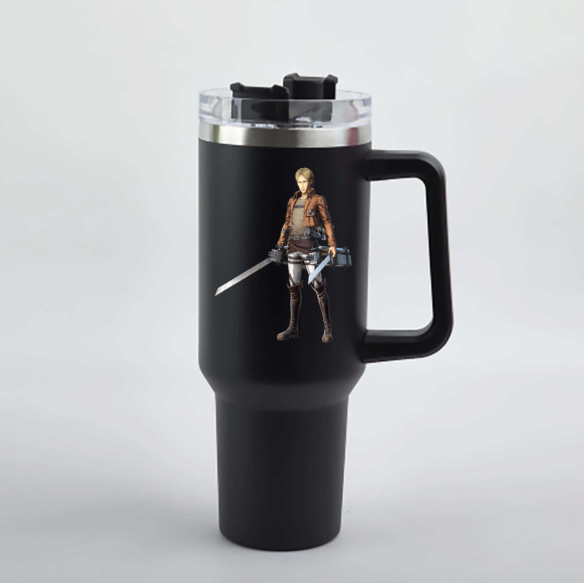 （画像用） 進撃の巨人 Attack on Titan 1200mL車用タンブラー - クリスタルステッカー（プラスチックストロー付き）