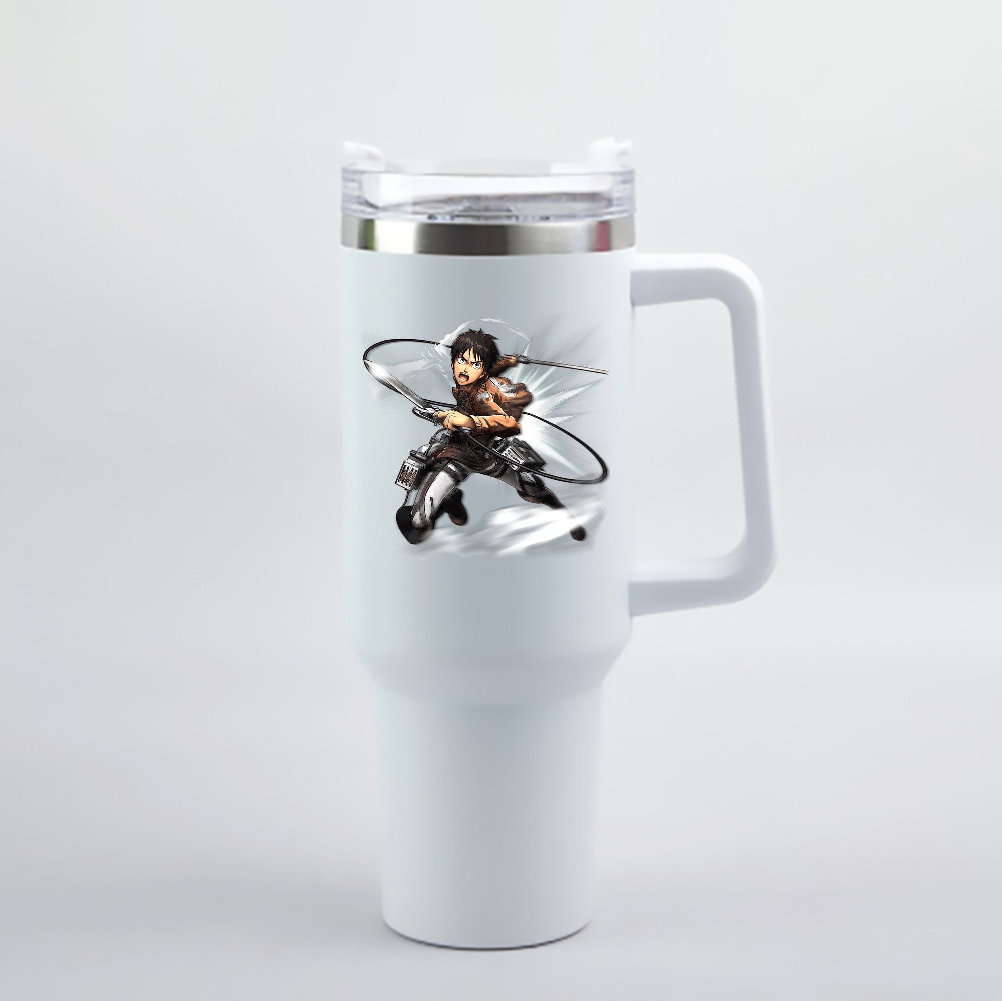 （画像用） 進撃の巨人 エレン･イェーガー Attack on Titan Eren Jäger 1200mL車用タンブラー - クリスタルステッカー（プラスチックストロー付き）
