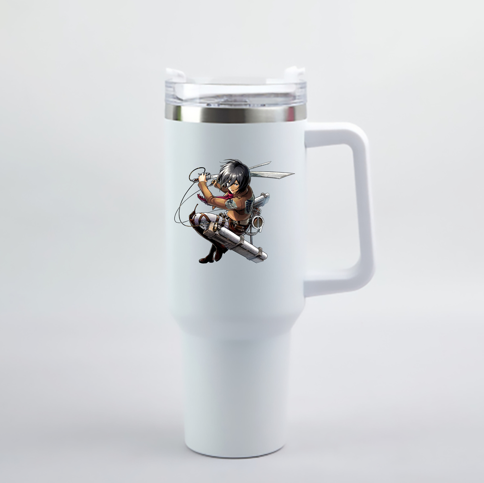 （画像用） 進撃の巨人 ミカサ·アッカーマン Attack on Titan Mikasa Ackerman 1200mL車用タンブラー - クリスタルステッカー（プラスチックストロー付き）