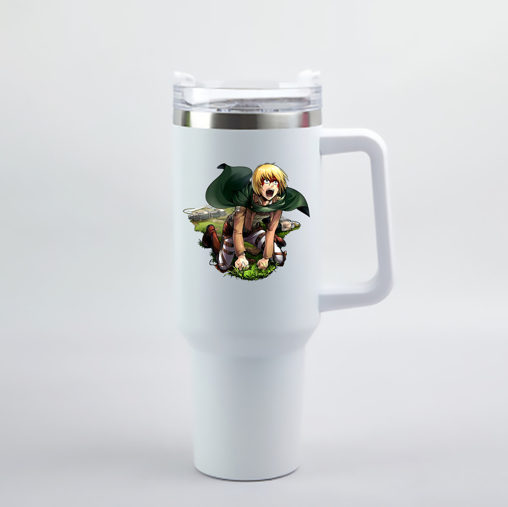 （画像用） 進撃の巨人 アルミン·アルレルト Attack on Titan Armin Arlert 1200mL車用タンブラー - クリスタルステッカー（プラスチックストロー付き）