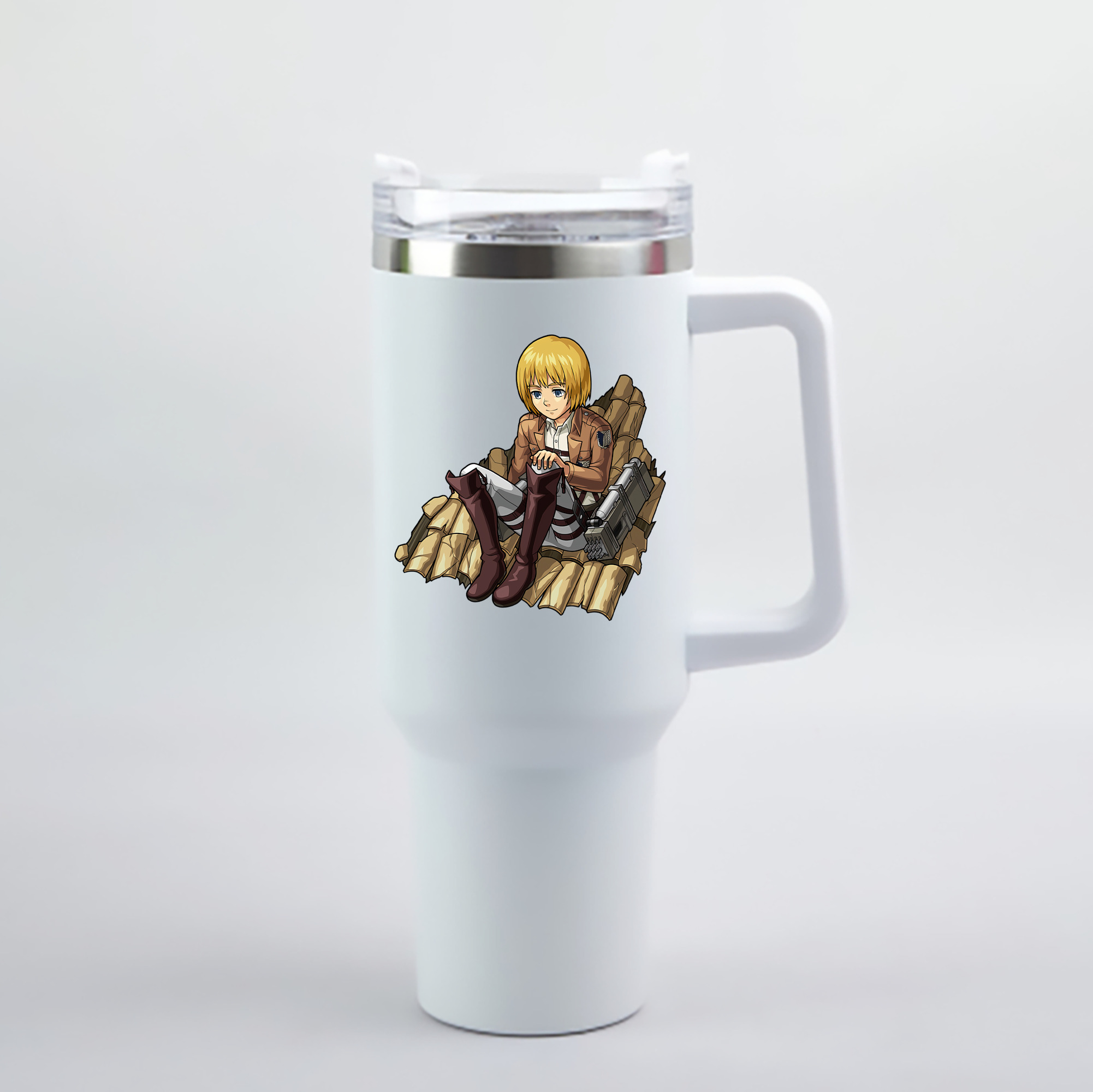 （画像用） 進撃の巨人 アルミン·アルレルト Attack on Titan Armin Arlert 1200mL車用タンブラー - クリスタルステッカー（プラスチックストロー付き）