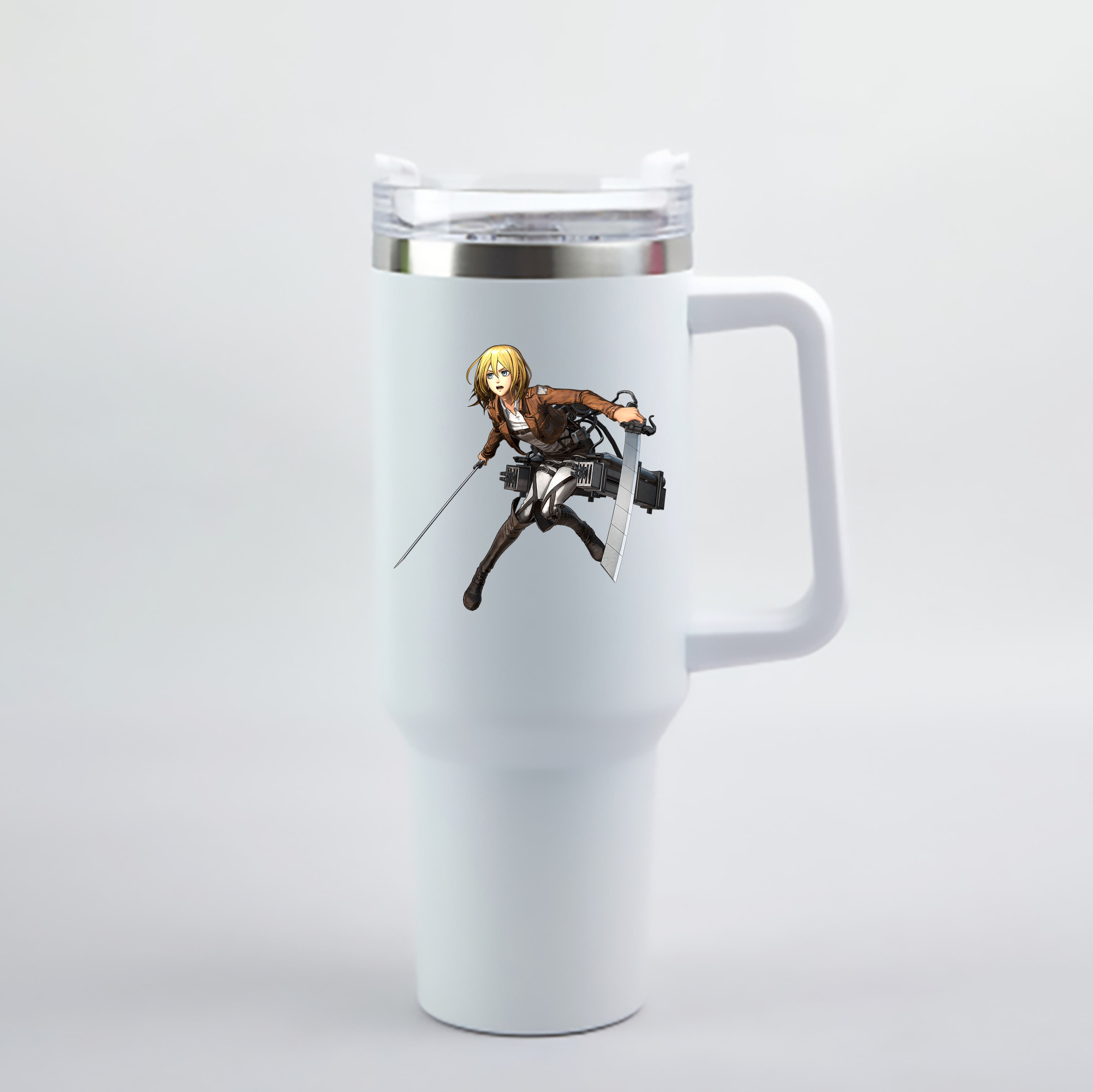 （画像用） 進撃の巨人 クリスタ·レンズ Attack on Titan Christa Lenz 1200mL車用タンブラー - クリスタルステッカー（プラスチックストロー付き）