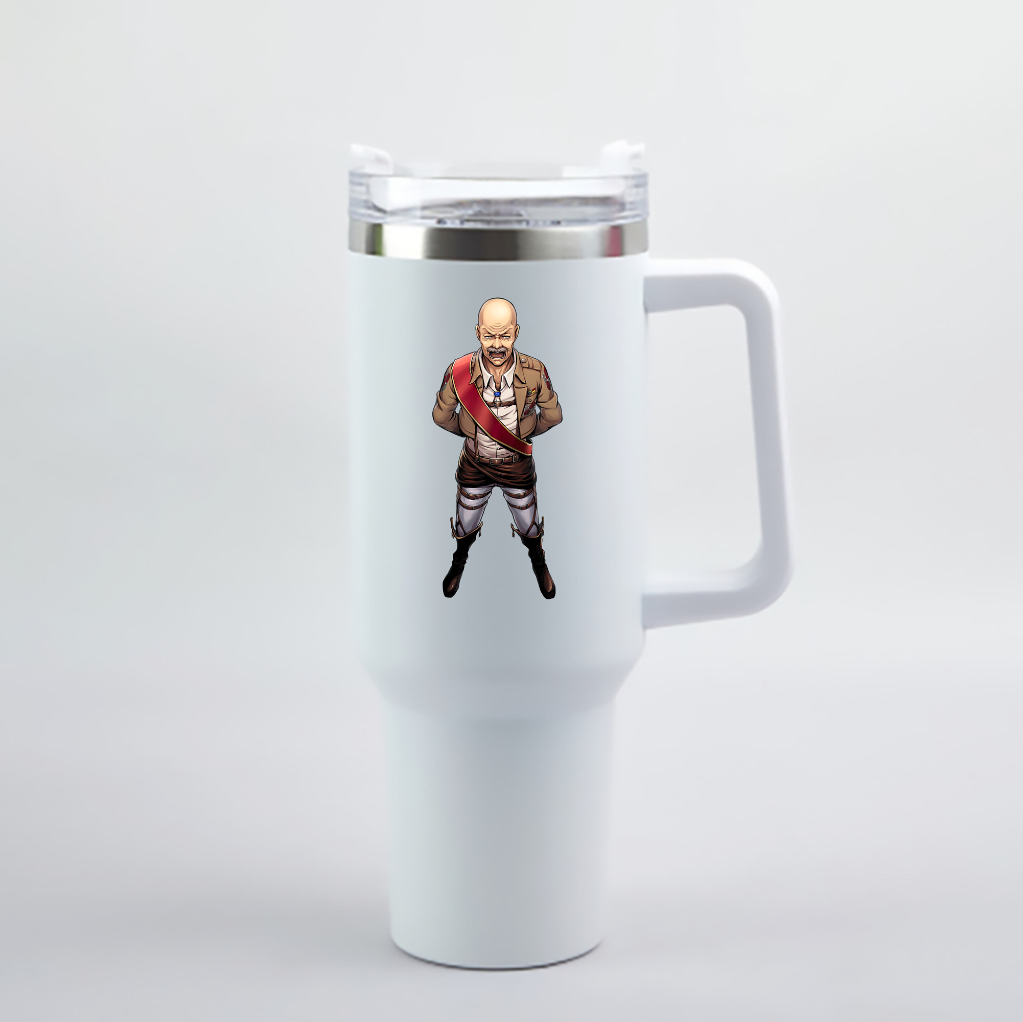 （画像用） 進撃の巨人 ドット·ピクシス Attack on Titan Dot Pixis 1200mL車用タンブラー - クリスタルステッカー（プラスチックストロー付き）