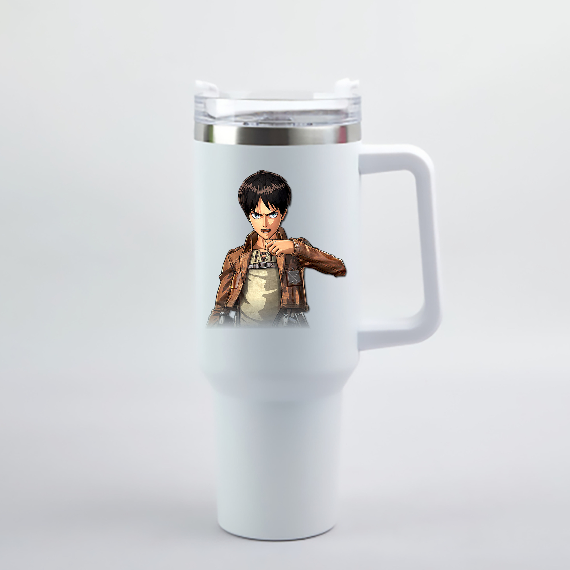 （画像用） 進撃の巨人 エレン･イェーガー Attack on Titan Eren Jäger 1200mL車用タンブラー - クリスタルステッカー（プラスチックストロー付き）