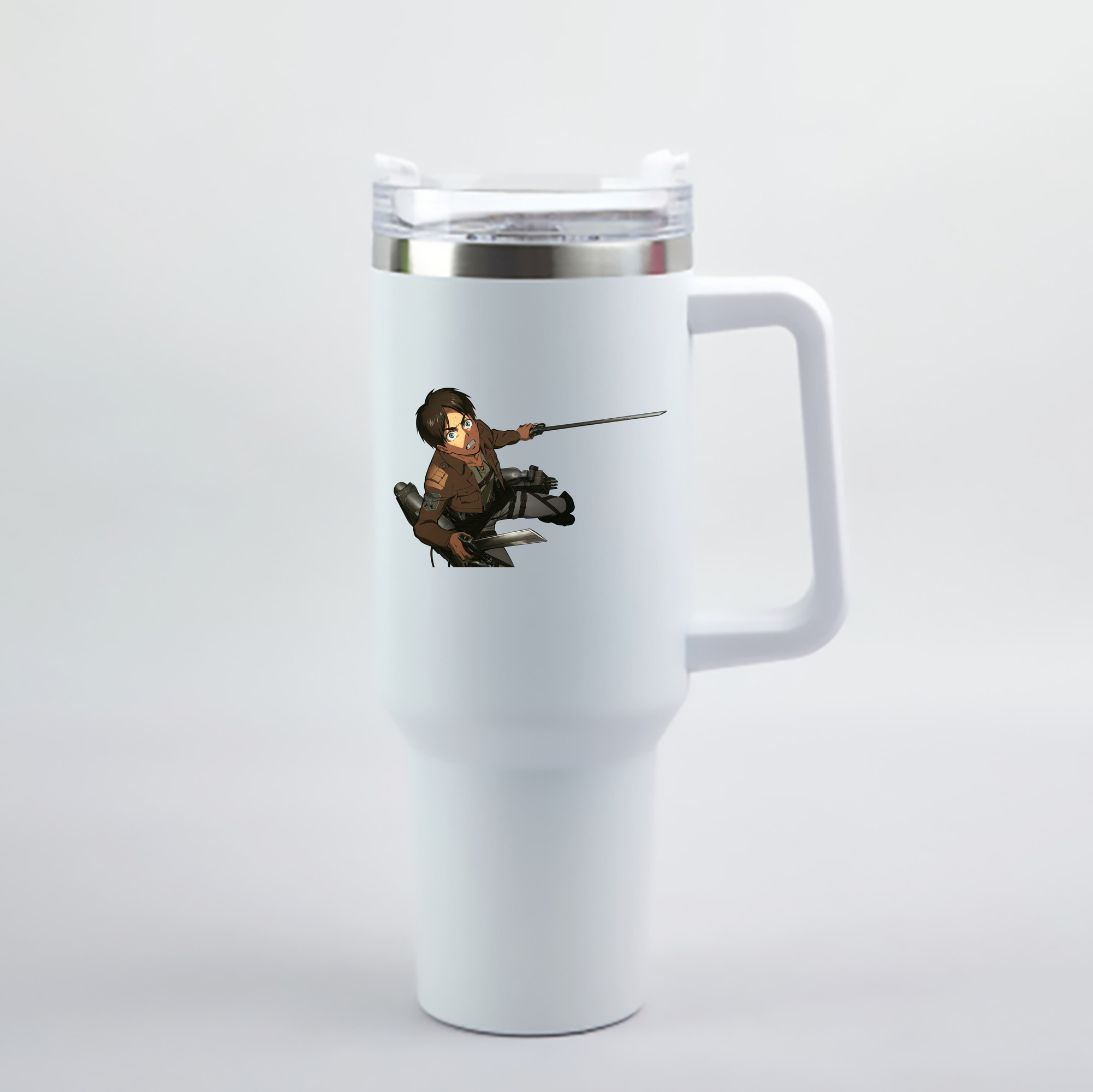 （画像用） 進撃の巨人 エレン･イェーガー Attack on Titan Eren Jäger 1200mL車用タンブラー - クリスタルステッカー（プラスチックストロー付き）