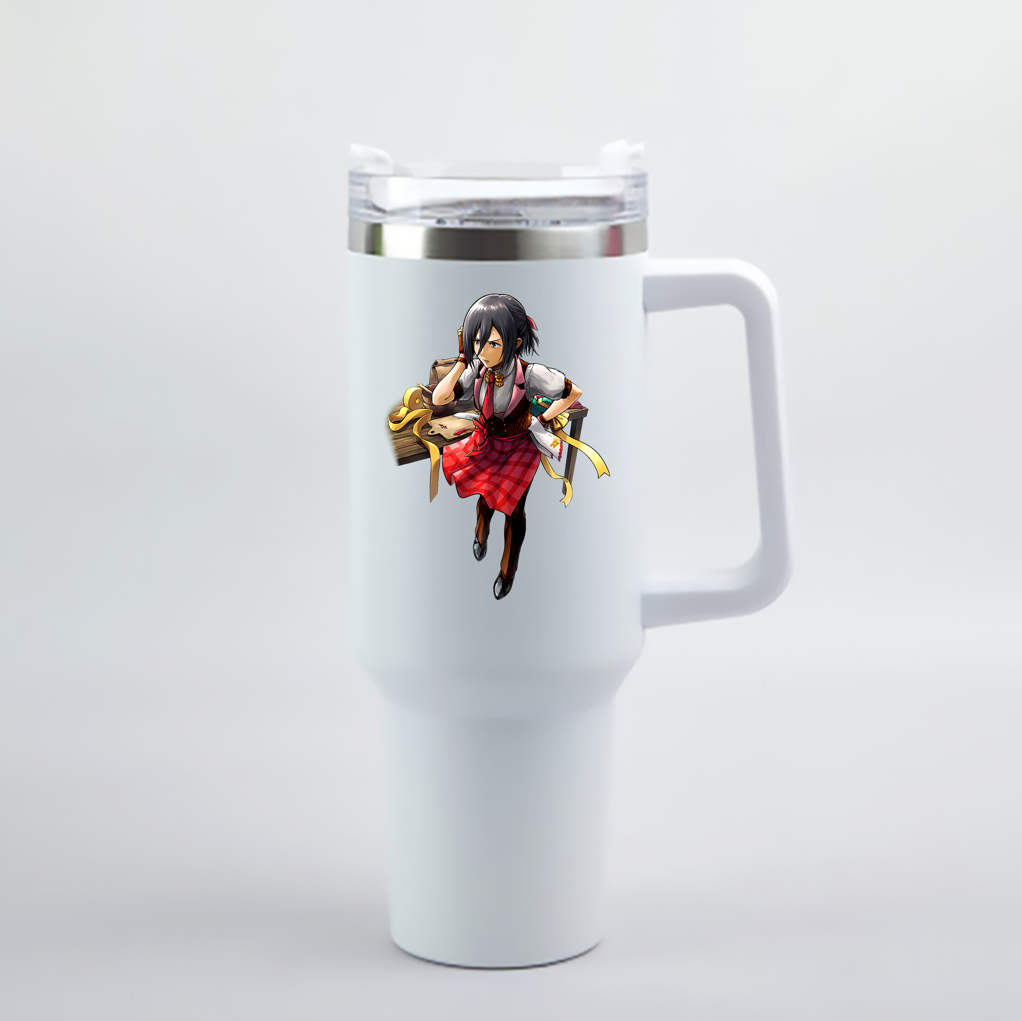 （画像用） 進撃の巨人 ミカサ·アッカーマン Attack on Titan Mikasa Ackerman 1200mL車用タンブラー - クリスタルステッカー（プラスチックストロー付き）
