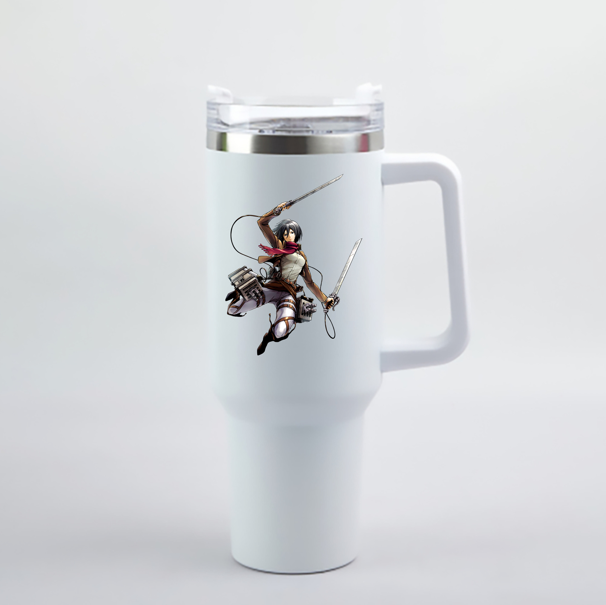 （画像用） 進撃の巨人 ミカサ·アッカーマン Attack on Titan Mikasa Ackerman 1200mL車用タンブラー - クリスタルステッカー（プラスチックストロー付き）