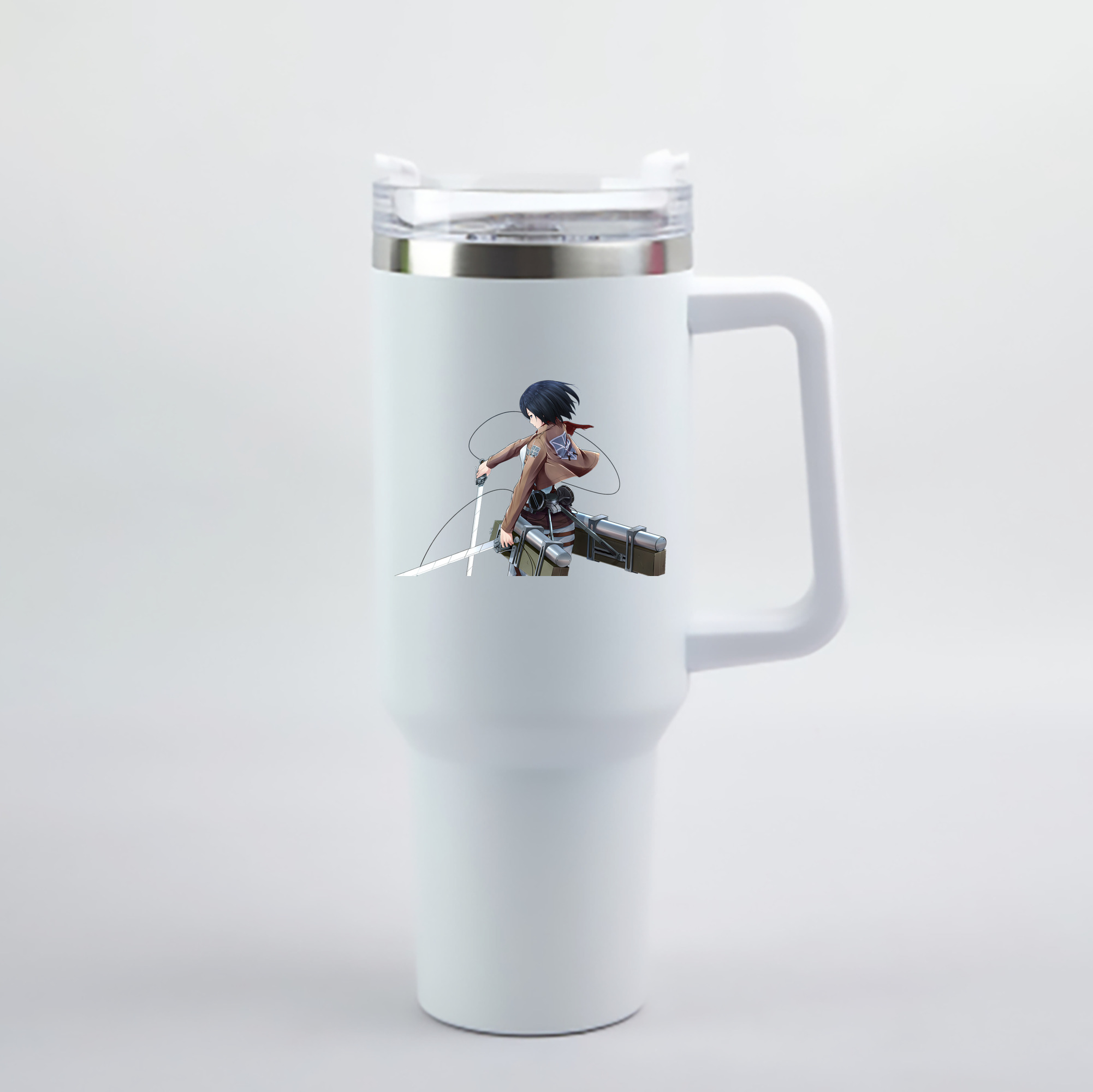 （画像用） 進撃の巨人 ミカサ·アッカーマン Attack on Titan Mikasa Ackerman 1200mL車用タンブラー - クリスタルステッカー（プラスチックストロー付き）