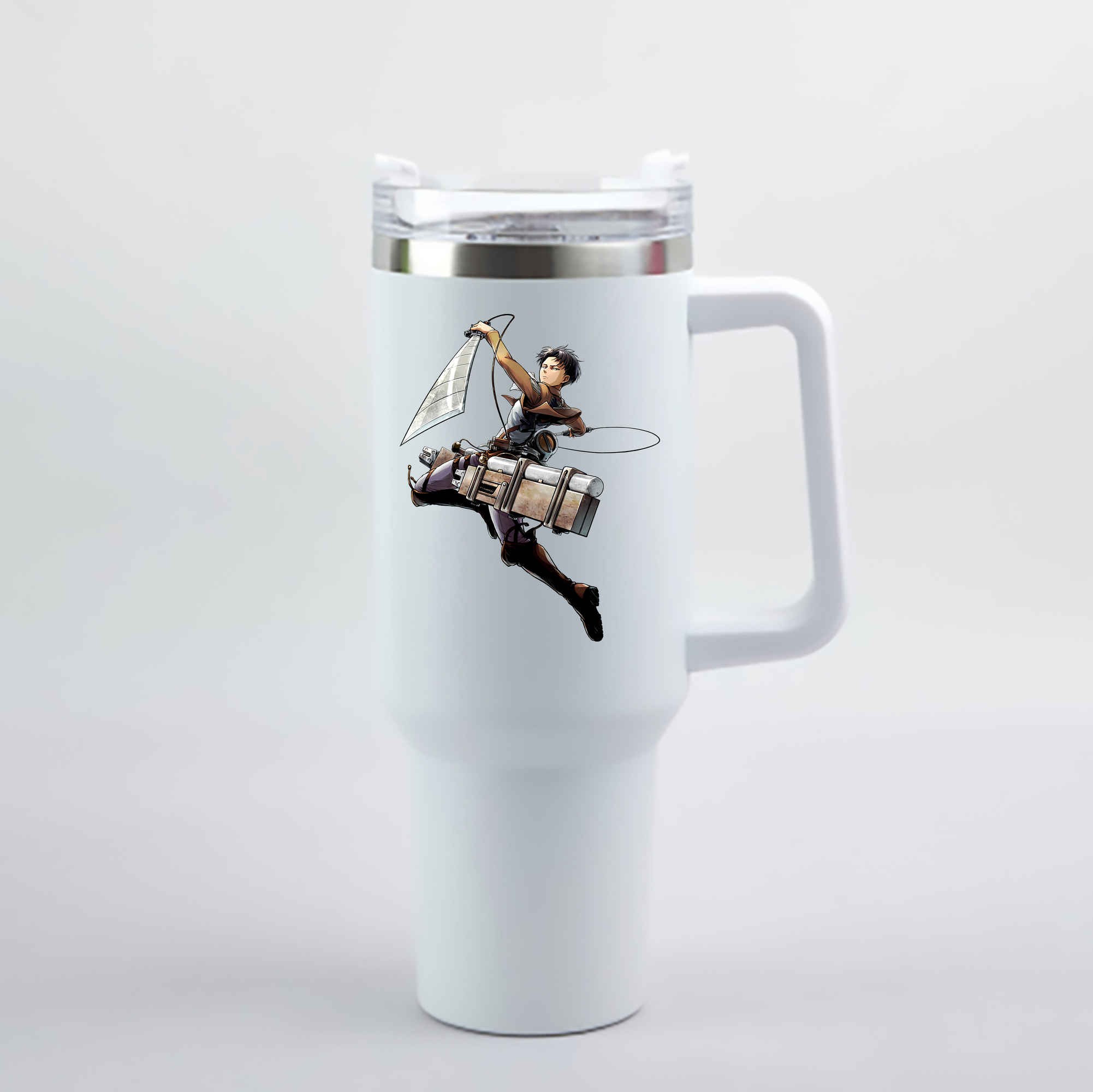 （画像用） 進撃の巨人 リヴァイ·アッカーマン Attack on Titan Levi Ackerman 1200mL車用タンブラー - クリスタルステッカー（プラスチックストロー付き）