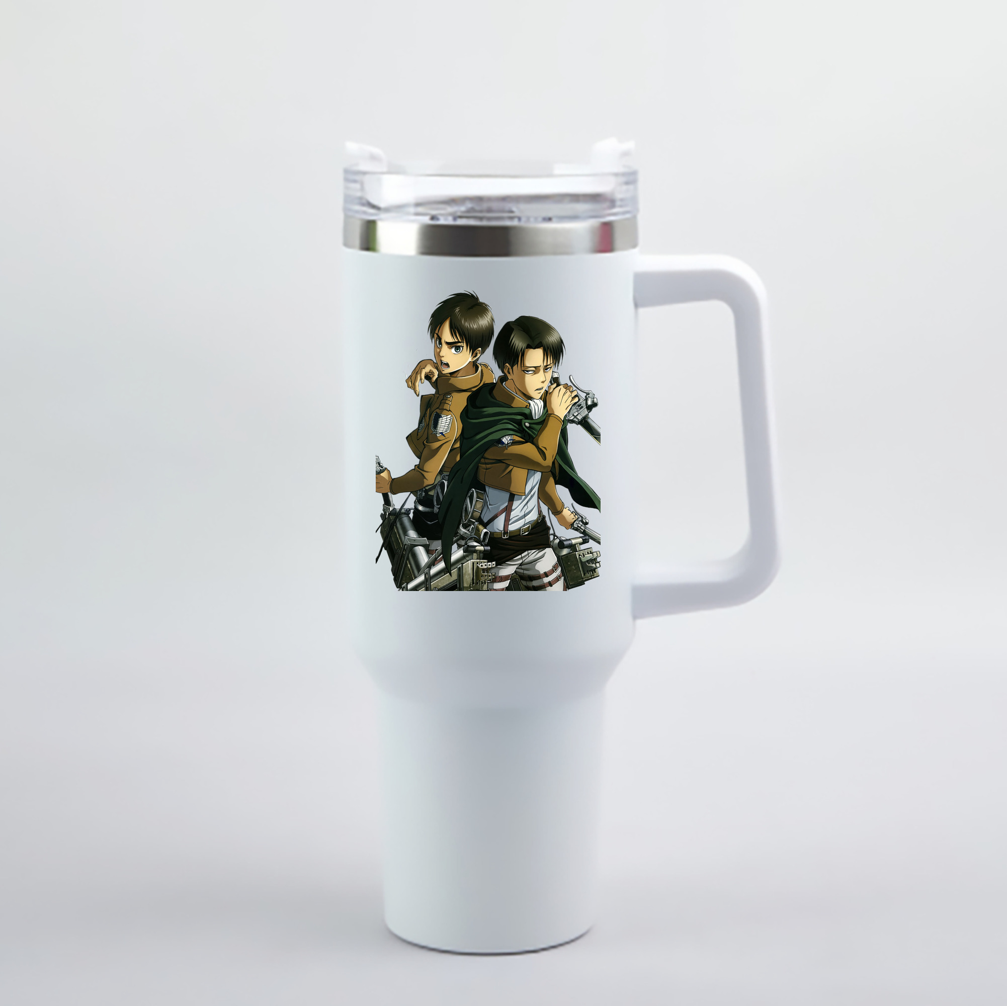 （画像用） 進撃の巨人 リヴァイ·アッカーマン Attack on Titan Levi Ackerman 1200mL車用タンブラー - クリスタルステッカー（プラスチックストロー付き）