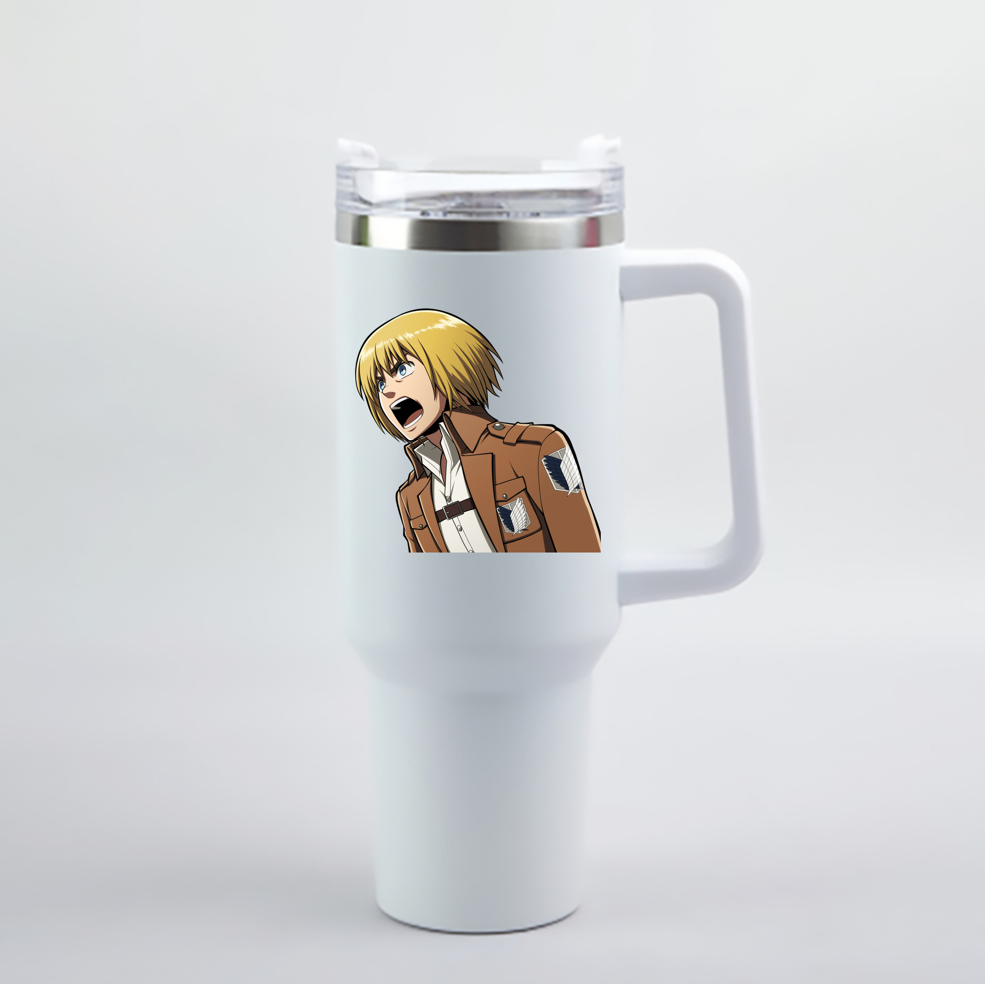 （画像用） 進撃の巨人 アルミン·アルレルト Attack on Titan Armin Arlert 1200mL車用タンブラー - クリスタルステッカー（プラスチックストロー付き）