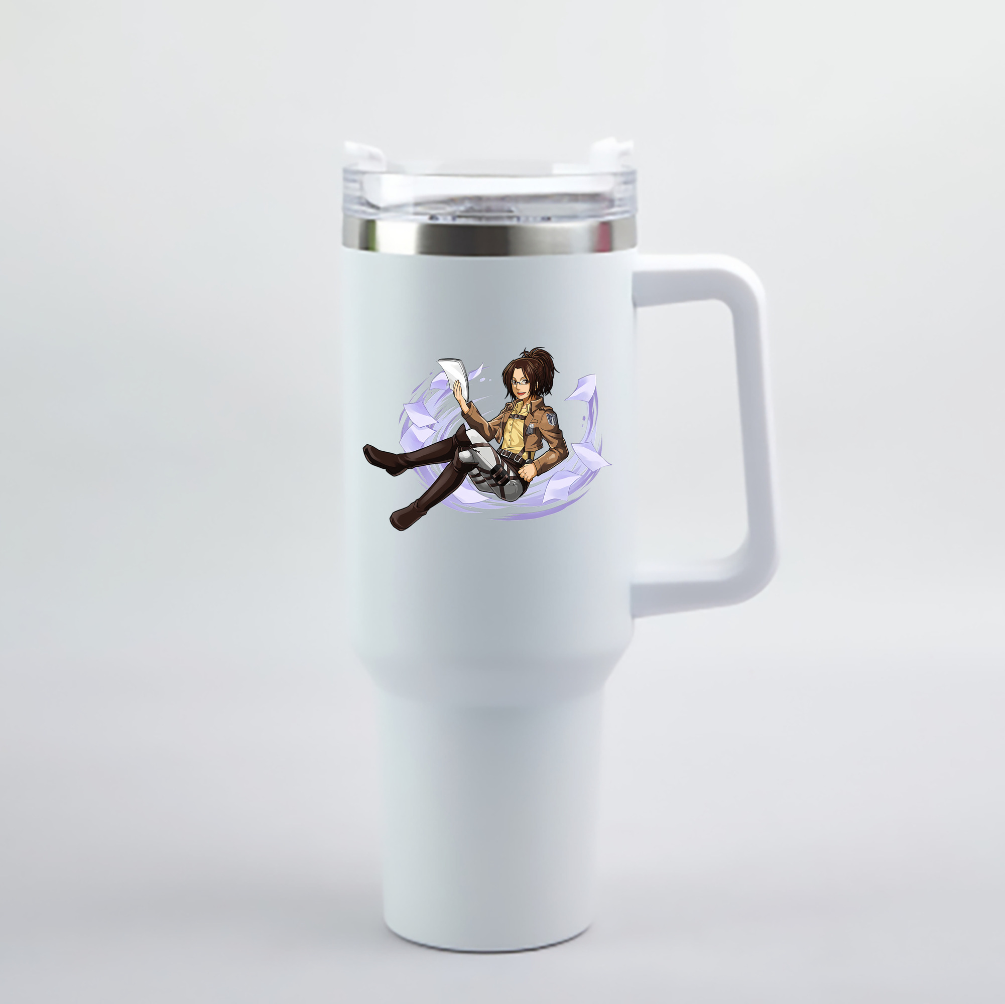 （画像用） 進撃の巨人 ハンジ·ゾエ Attack on Titan Hanji Zoe 1200mL車用タンブラー - クリスタルステッカー（プラスチックストロー付き）