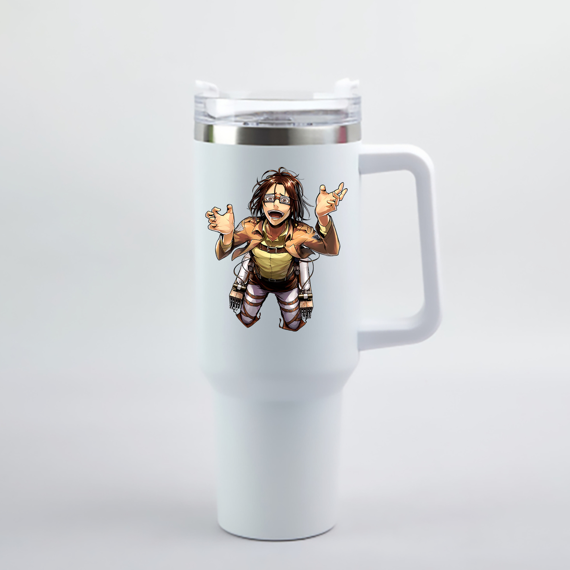 （画像用） 進撃の巨人 ハンジ·ゾエ Attack on Titan Hanji Zoe 1200mL車用タンブラー - クリスタルステッカー（プラスチックストロー付き）