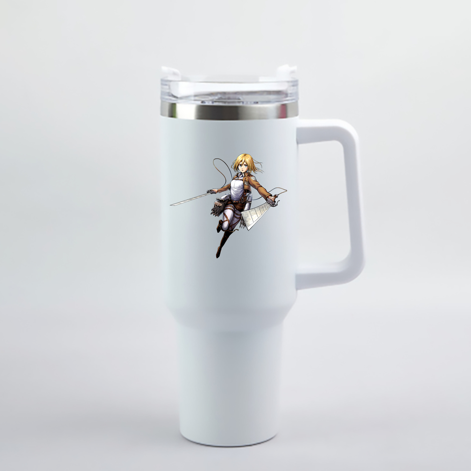 （画像用） 進撃の巨人 クリスタ·レンズ Attack on Titan Christa Lenz 1200mL車用タンブラー - クリスタルステッカー（プラスチックストロー付き）