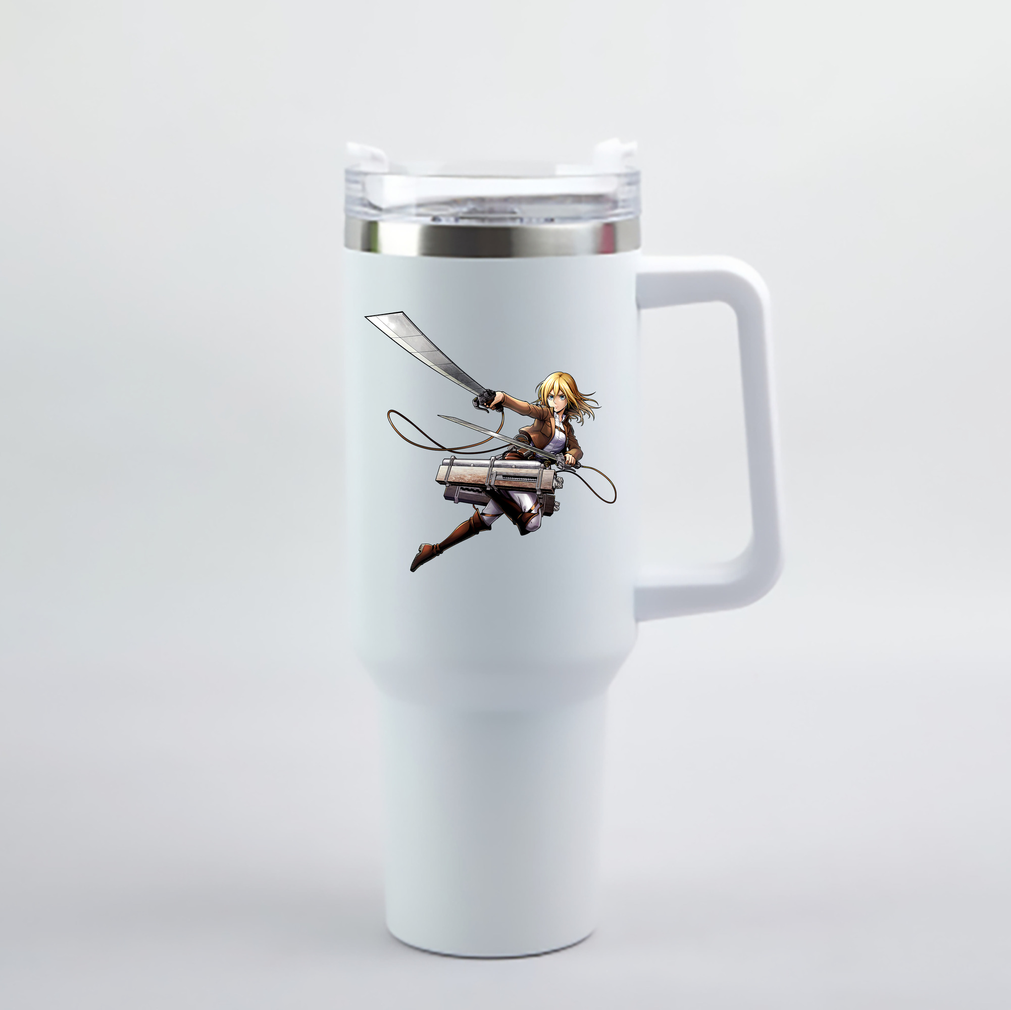 （画像用） 進撃の巨人 クリスタ·レンズ Attack on Titan Christa Lenz 1200mL車用タンブラー - クリスタルステッカー（プラスチックストロー付き）