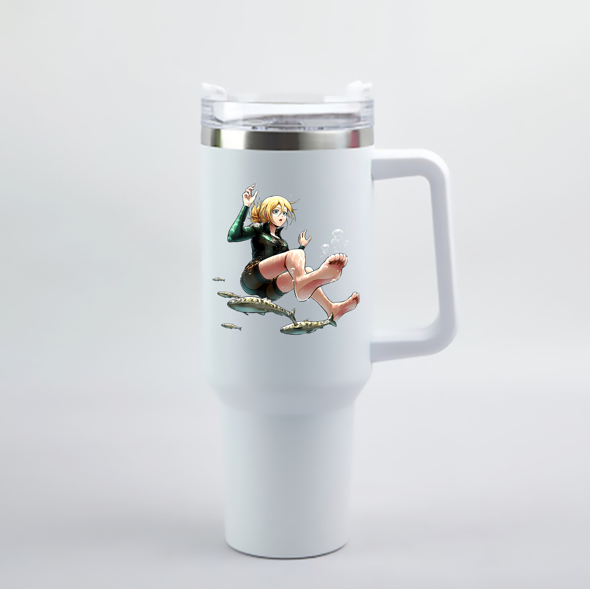 （画像用） 進撃の巨人 クリスタ·レンズ Attack on Titan Christa Lenz 1200mL車用タンブラー - クリスタルステッカー（プラスチックストロー付き）
