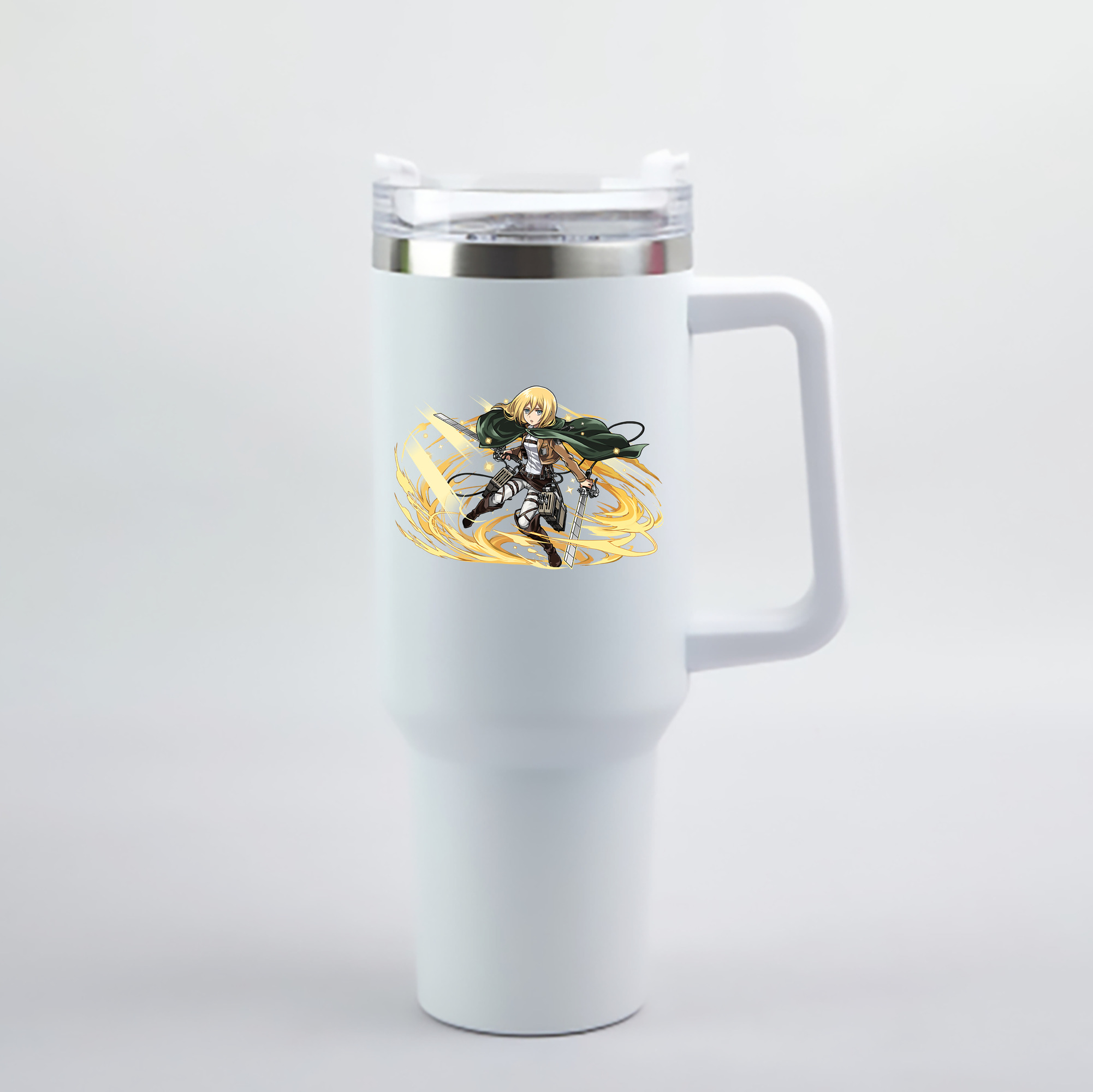 （画像用） 進撃の巨人 クリスタ·レンズ Attack on Titan Christa Lenz 1200mL車用タンブラー - クリスタルステッカー（プラスチックストロー付き）