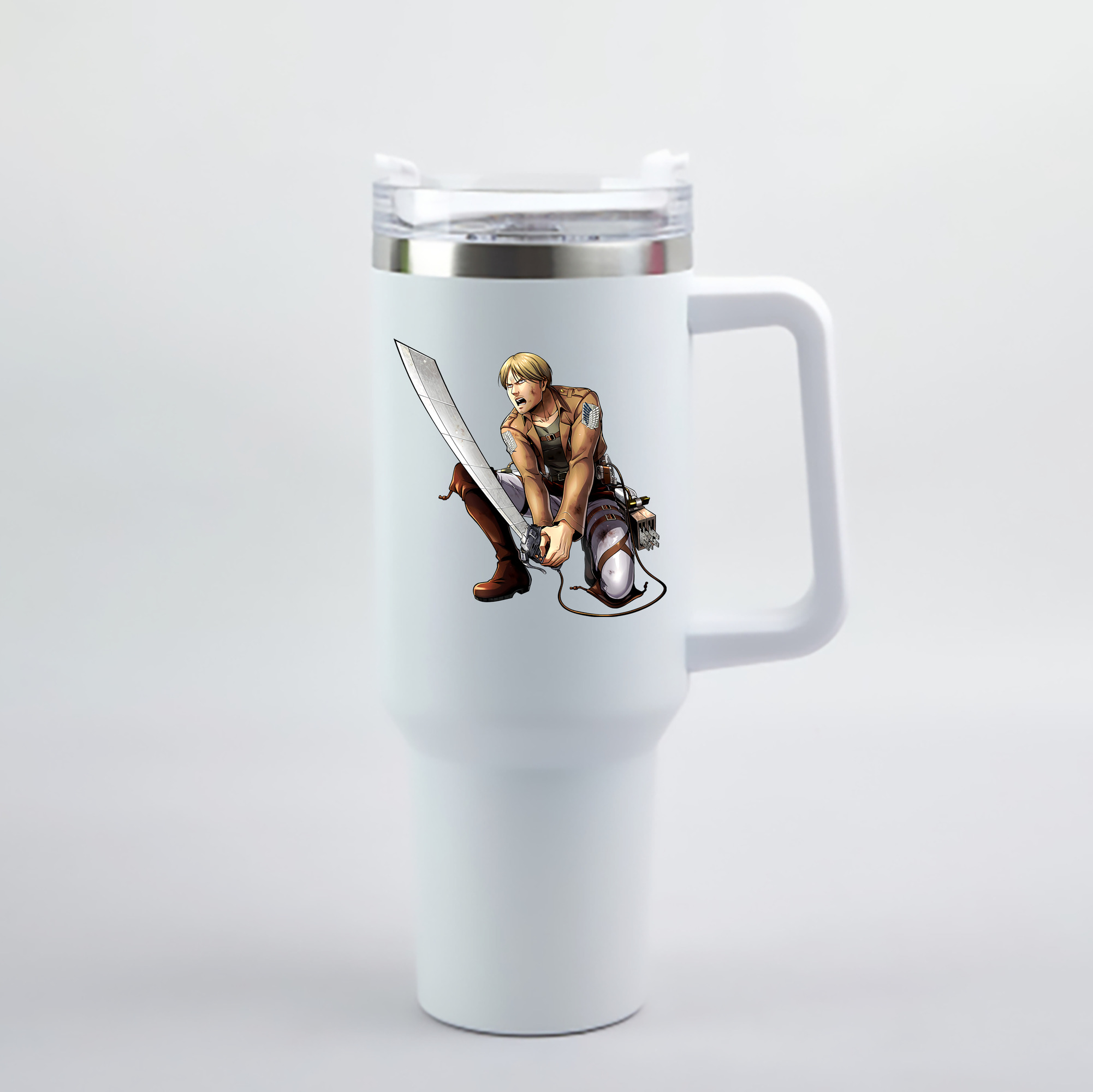 （画像用） 進撃の巨人 ミケ·ザカリアス Attack on Titan Mike Zakarius 1200mL車用タンブラー - クリスタルステッカー（プラスチックストロー付き）